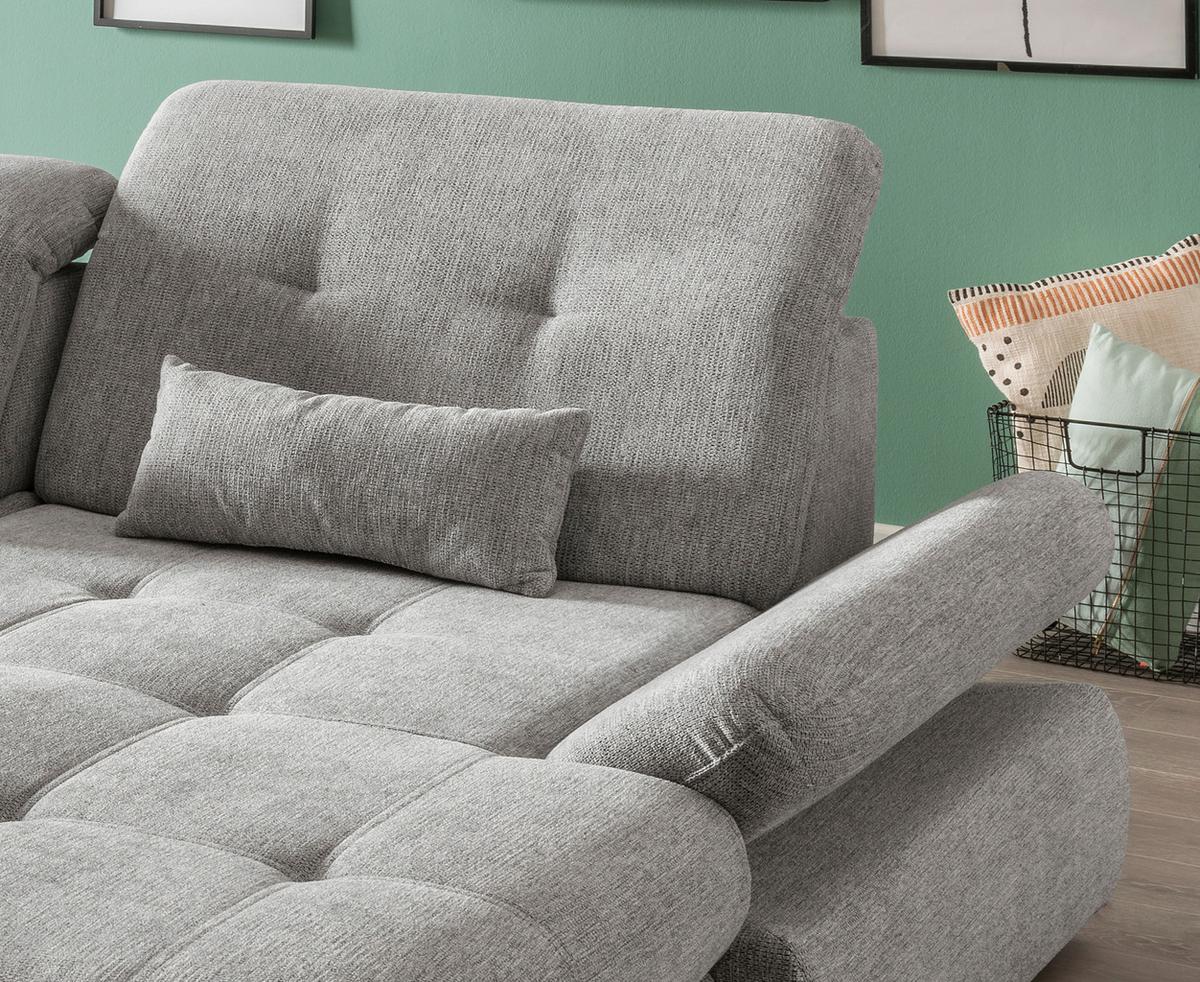 Ecksofa Mit Schlaffunktion Dalida Silberfarben Chenille - Chromfarben/Silberfarben, Design, Textil (300/196cm) - Livetastic
