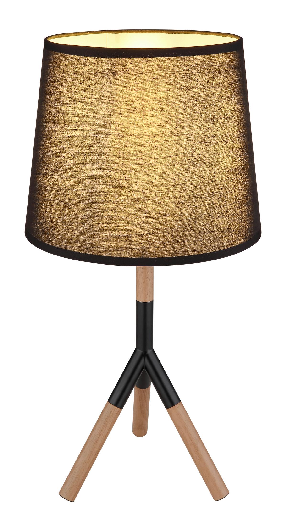 Tischleuchte 21629t - Schwarz/Naturfarben, Basics, Holz/Textil (25/45cm) - Globo