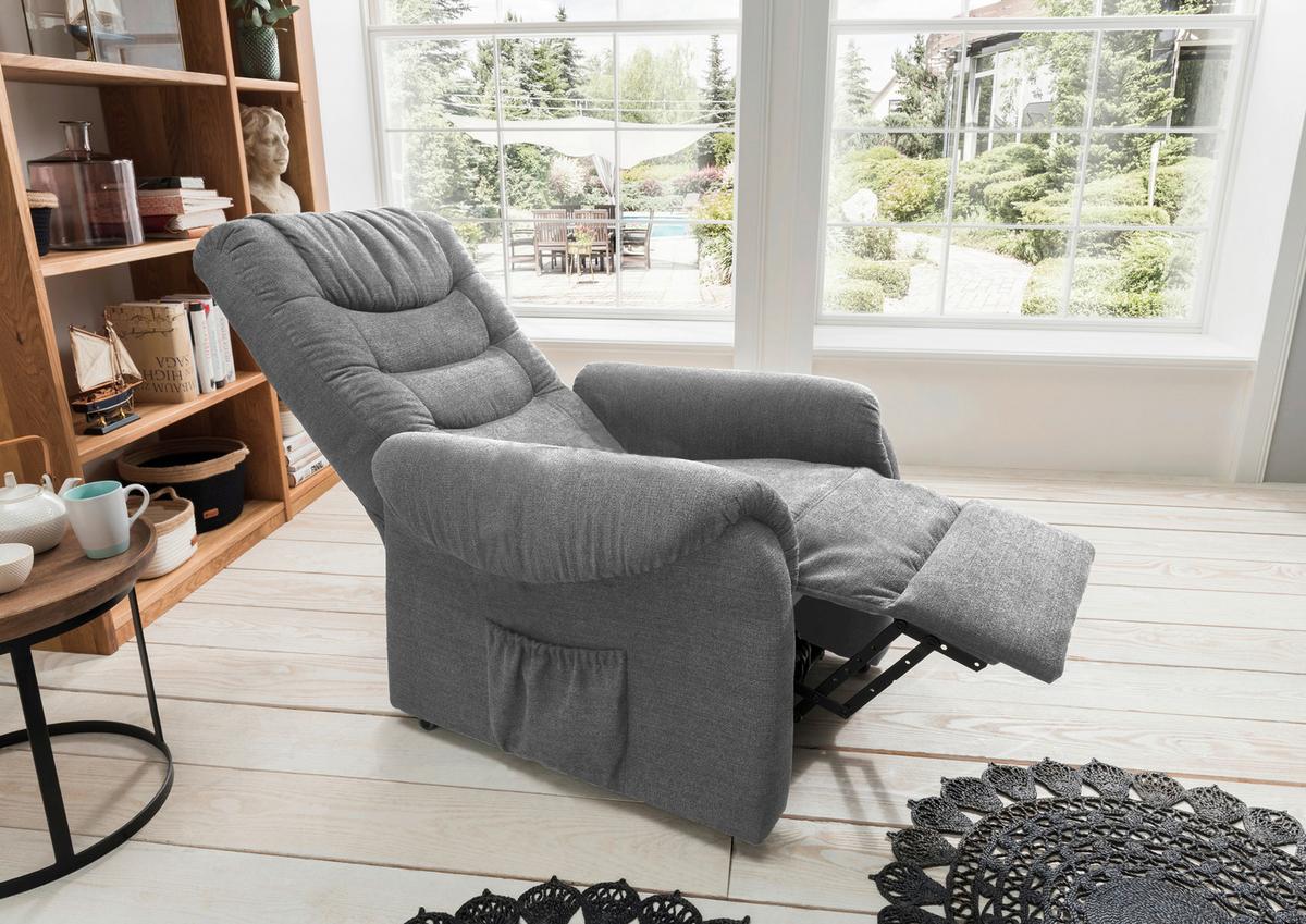 Fernsehsessel Nino Dunkelgrau B: 76 cm - Dunkelgrün/Dunkelgrau, Design, Textil (76/106/94cm) - Livetastic