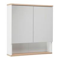 Spiegelschrank Yasmin 2-türig Bxhxt: 60x65x13,9cm Offenes Fach - Eichefarben/Weiß, Basics, Glas/Holzwerkstoff (60/65/13,9cm) - MID.YOU