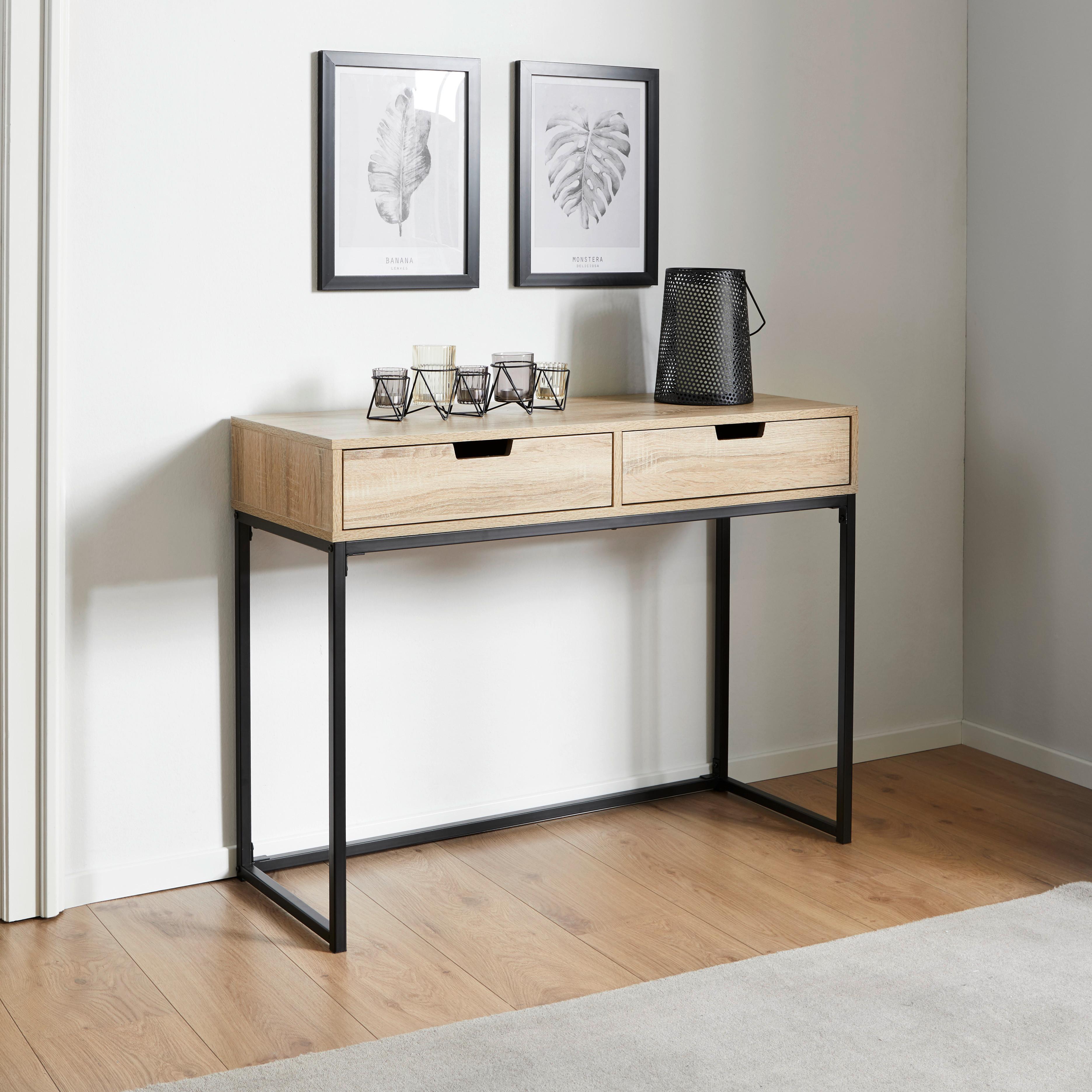 Konzolový Stolek Giorgia - černá/barvy dubu, Moderní, kov/kompozitní dřevo (100/76/38cm) - Modern Living