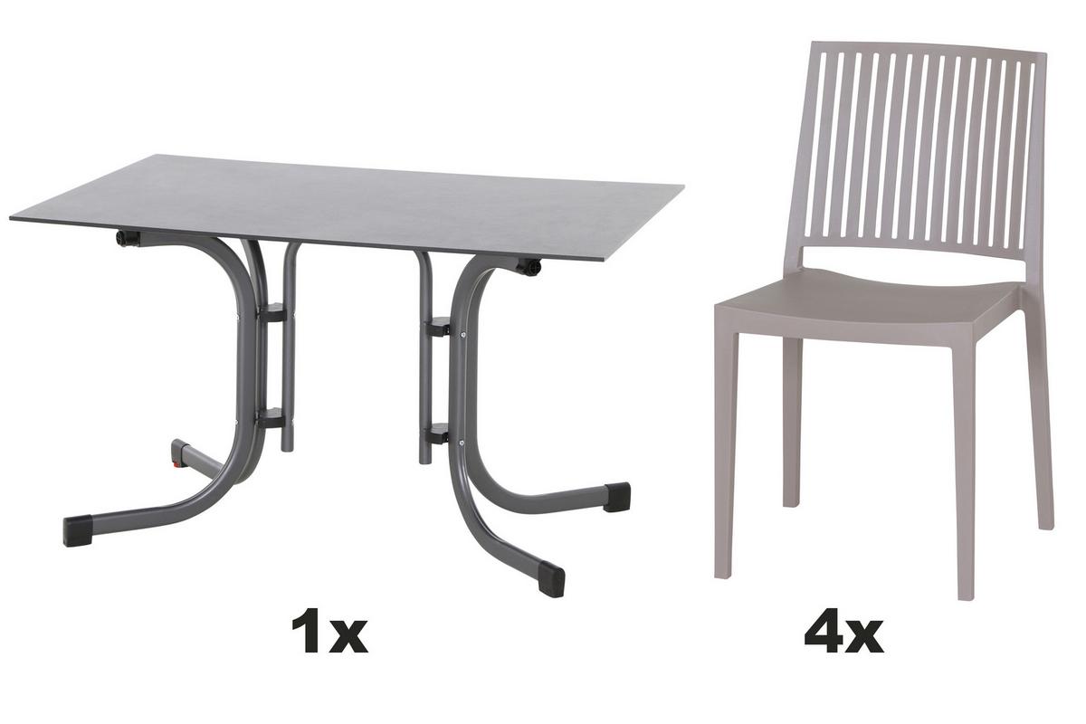 Gartengarnitur T20143 - Taupe/Anthrazit, Basics, Holzwerkstoff/Kunststoff (80/80/120cm) - Siena Garden