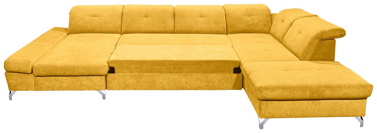 Ecksofa Melfi Gelb U: 168 Cm - Gelb/Silberfarben, MODERN, Textil (168/350/245cm) - MID.YOU