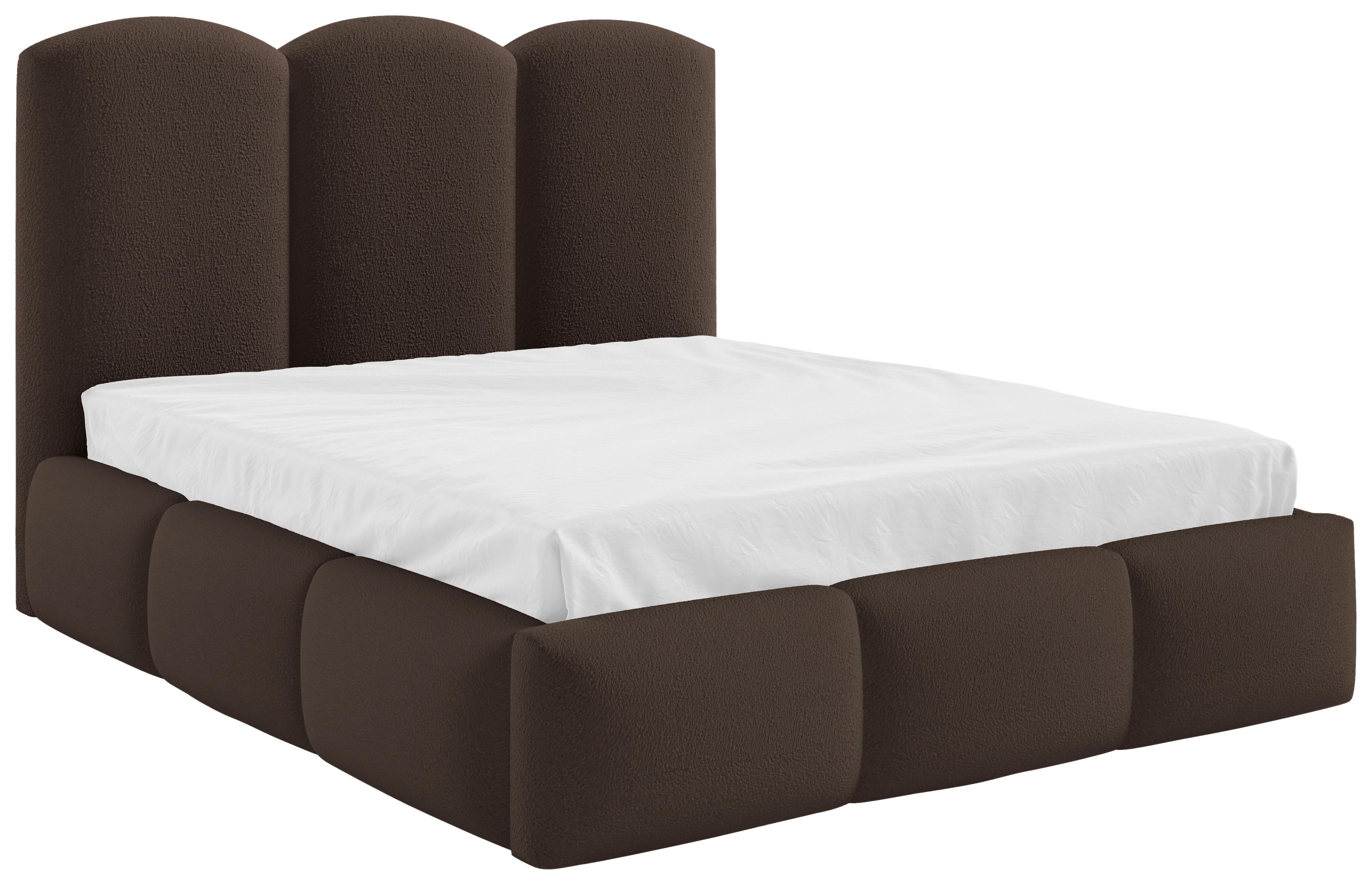 Polsterbett Bero Dunkelbraun, Lf: 200x200 cm - Dunkelbraun/Buchefarben, Trend, Holz/Textil (200/200cm)