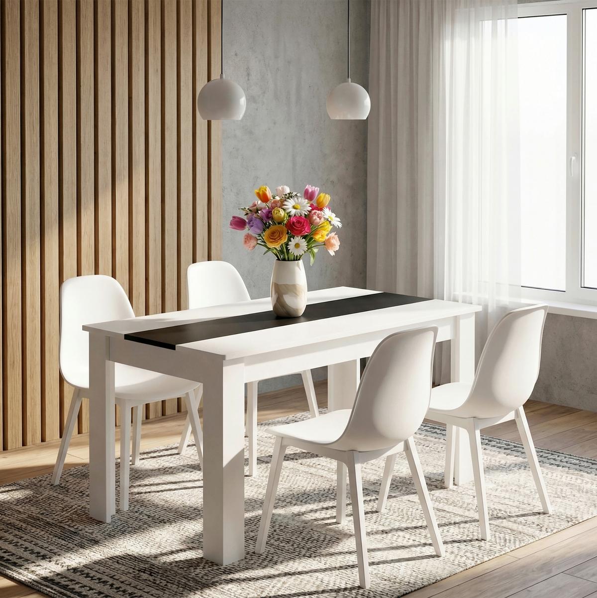 Esstisch Disalo Anthrazit/Weiß L: 140cm - Anthrazit/Weiß, MODERN, Holzwerkstoff (140/80/75cm) - MID.YOU