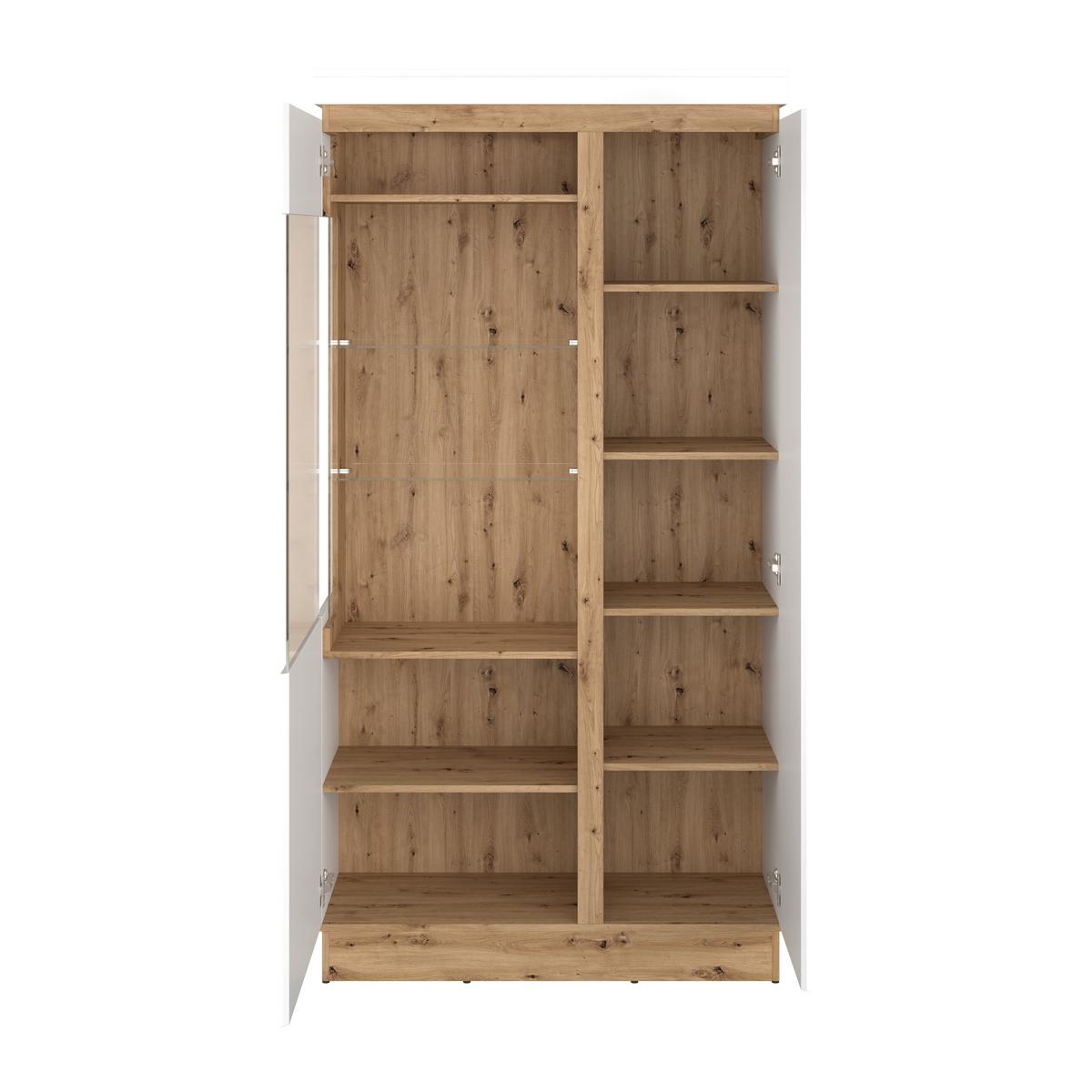 Vitrin Calabria - tölgyfa színű/fehér, Trend, faalapú anyag/üveg (103,6/200,5/40cm)