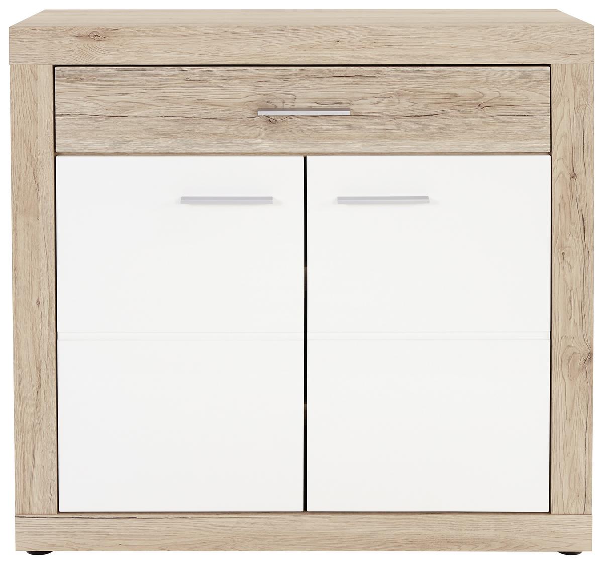 Komoda MALTA - bílá/barvy dubu, Moderní, kompozitní dřevo (95/98,7/36cm)