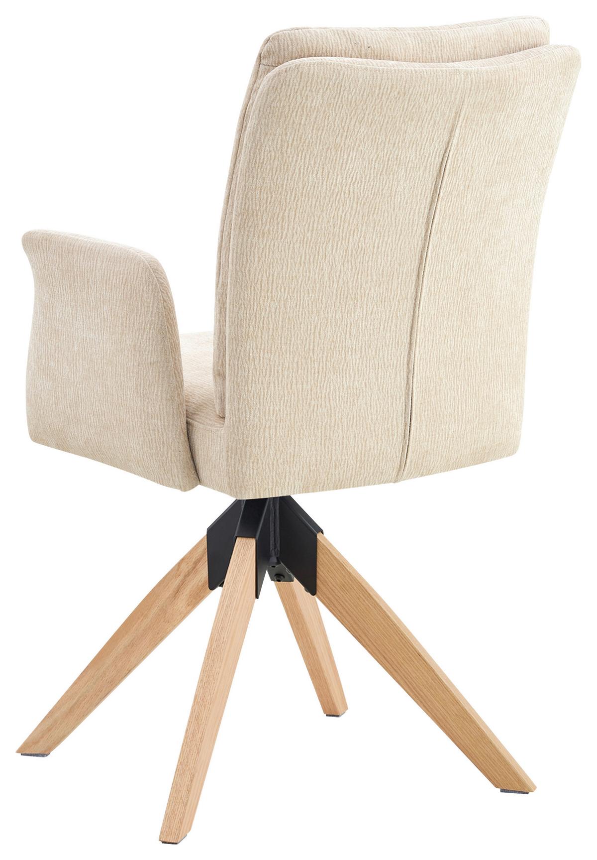 Armlehnstuhl Matei Webstoff beige, B: 60 cm - Beige/Naturfarben, KONVENTIONELL, Holz/Textil (60/94/66cm) - Livetastic