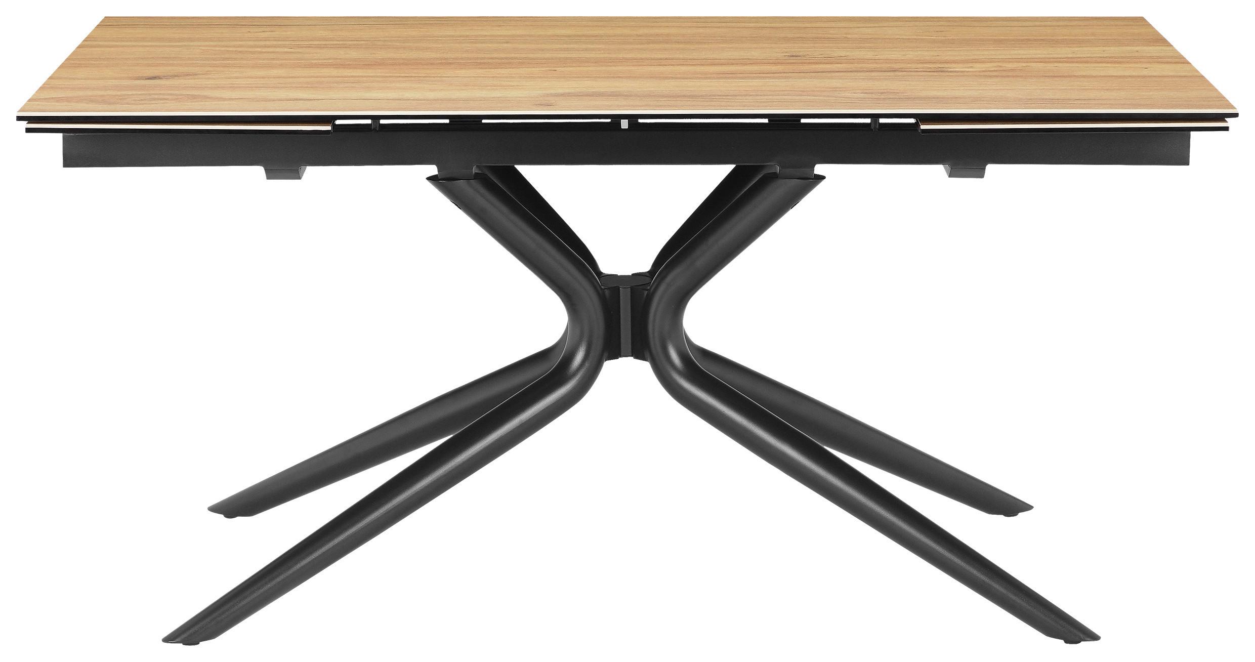 Esstisch Liana Teakfarben/Schwarz L:160-240cm - Schwarz/Teakfarben, MODERN, Glas/Keramik (160-240/90/76cm) - P & B