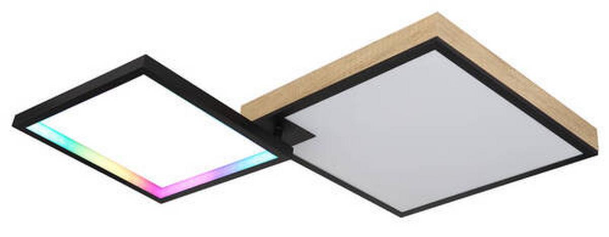 LED-Deckenleuchte 41392-40 - Dunkelbraun/Opal, Design, Holzwerkstoff/Kunststoff (85,5/55/10cm) - Globo