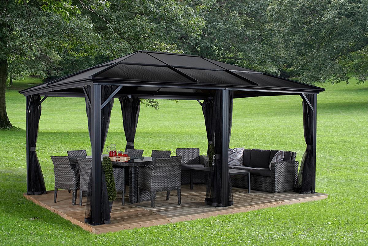 Pavillon Meridien 485x365 Cm Wetterfest Gartenpavillon - Anthrazit, Basics, Kunststoff/Metall (485/270/365cm)
