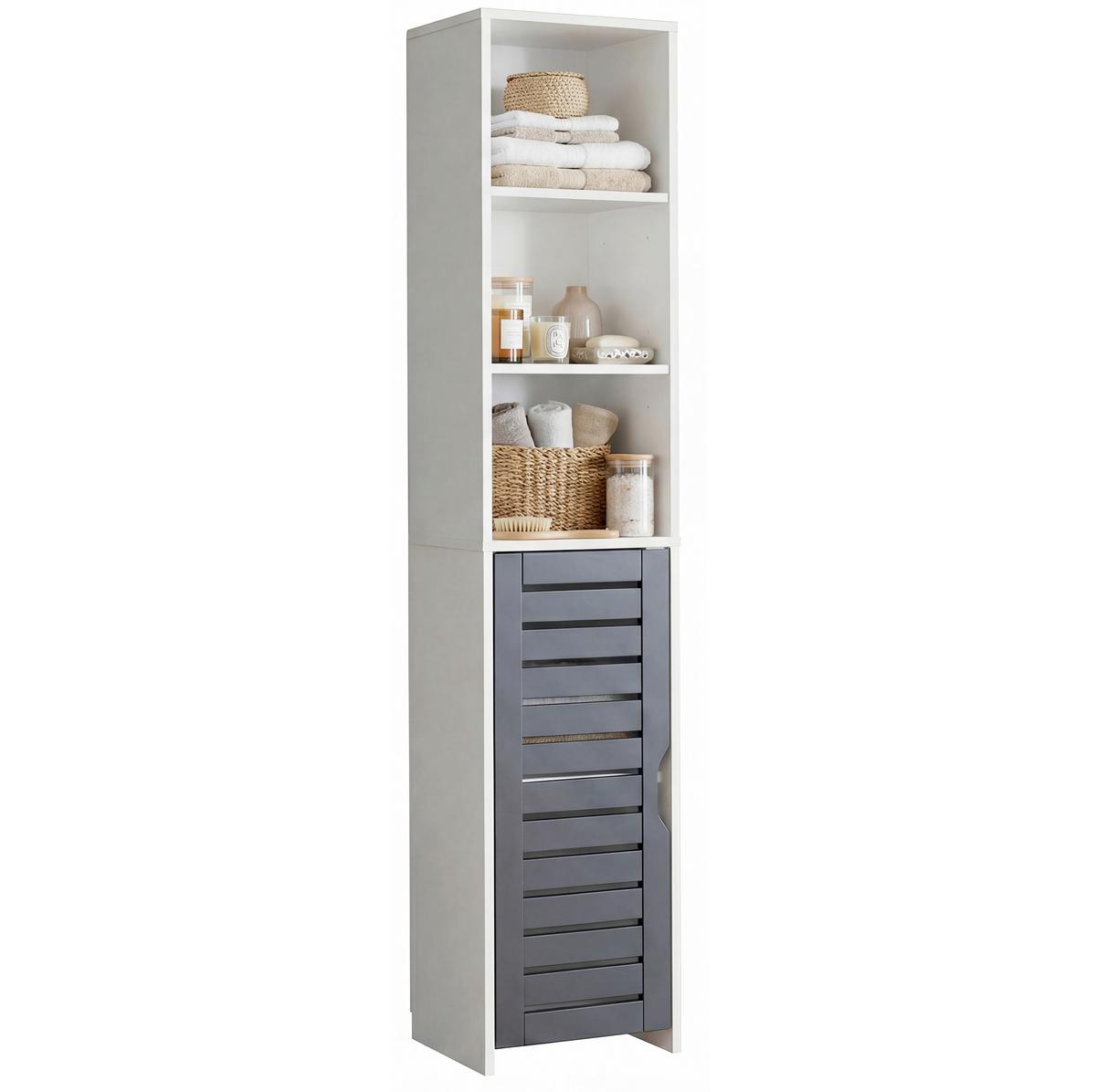Hochschrank Flonali Weiß/Anthrazit B: 34cm - Anthrazit/Weiß, Trend, Holzwerkstoff (34/164/28cm) - MID.YOU