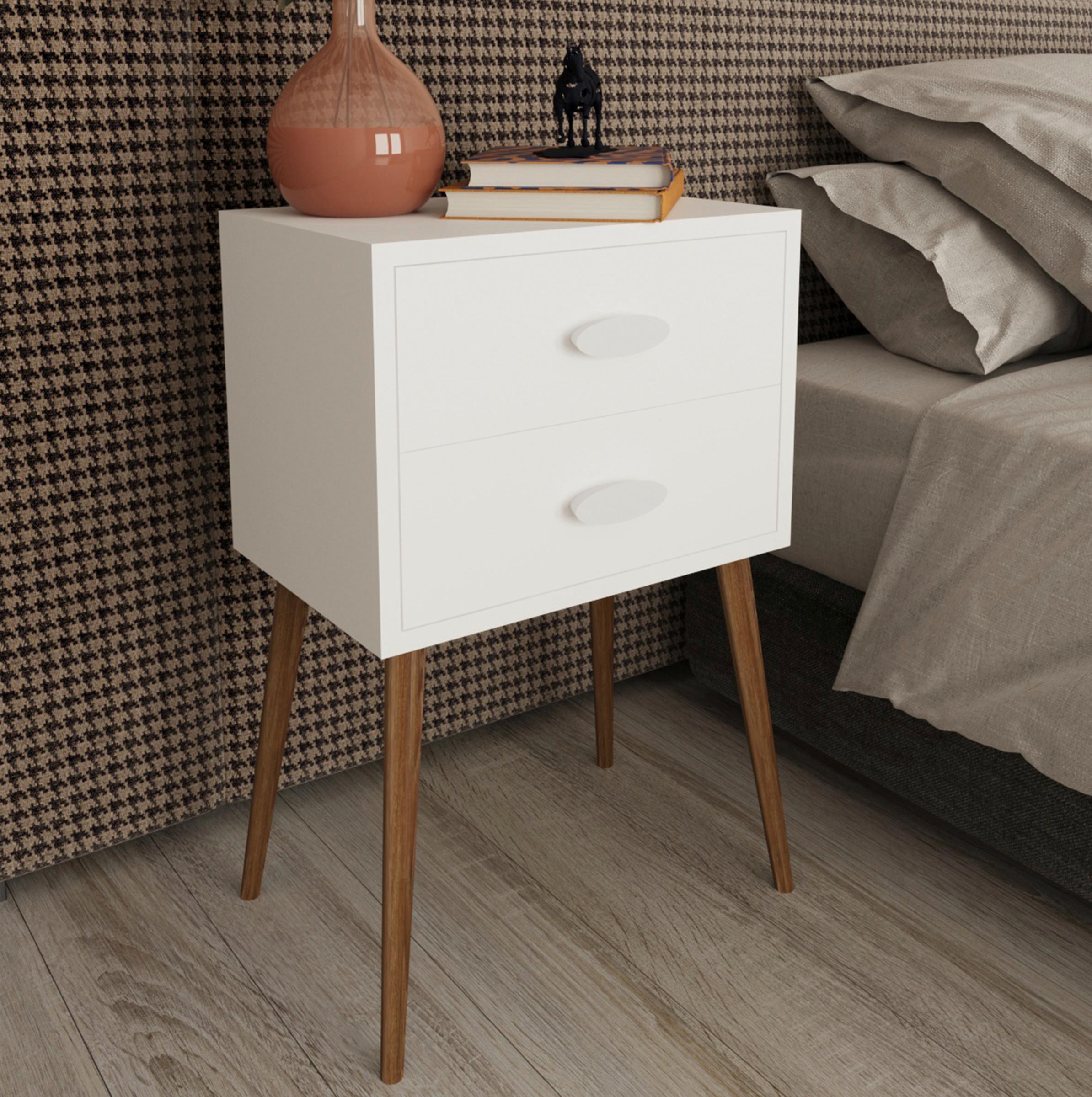 Nachtkästchen Singol XXL - Honigeiche/Weiß, MODERN, Holzwerkstoff (45/70/30cm) - MID.YOU