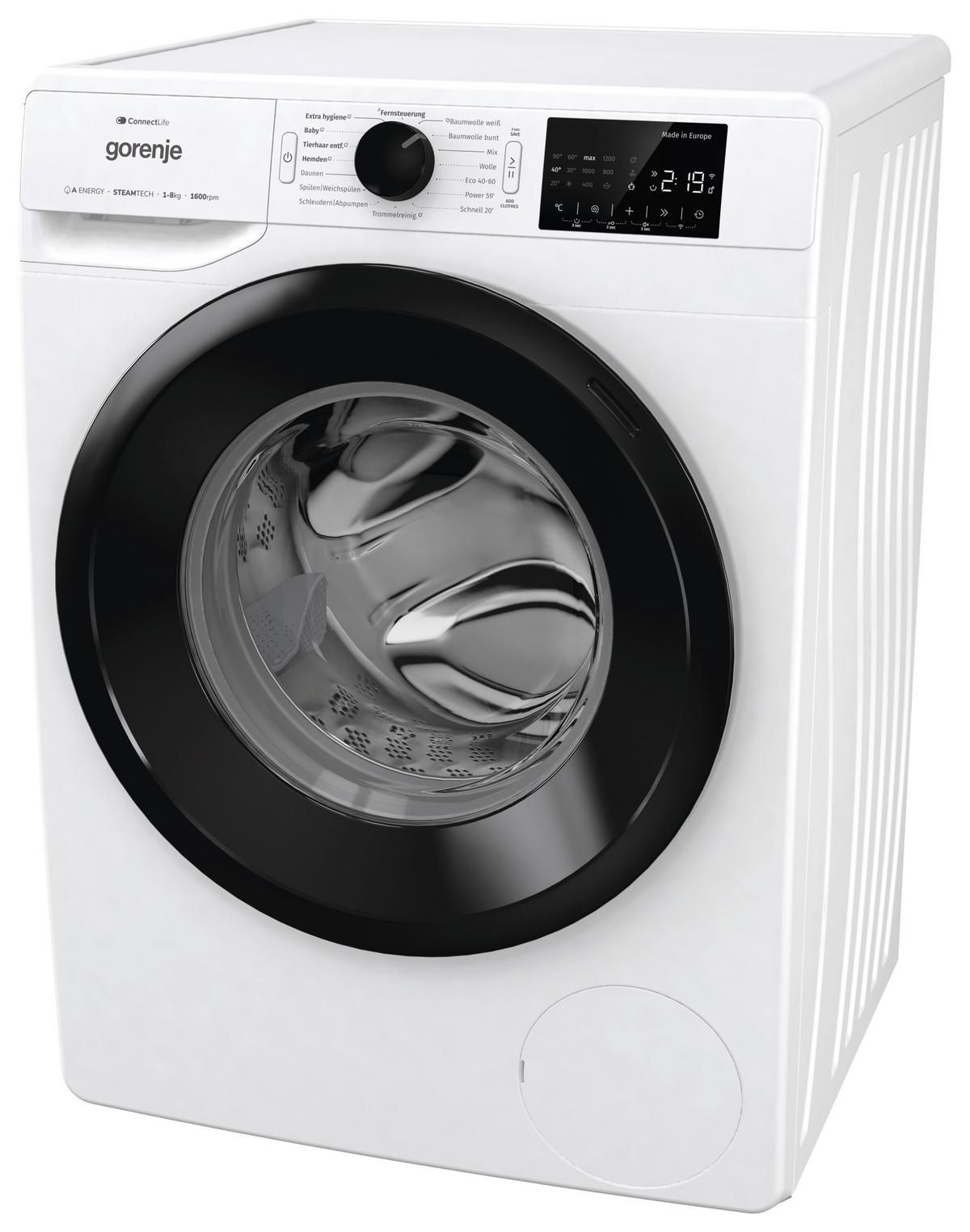 Waschmaschine Wpnei86ats - Schwarz/Weiß, Basics, Glas/Kunststoff (60/85/54,5cm) - Gorenje