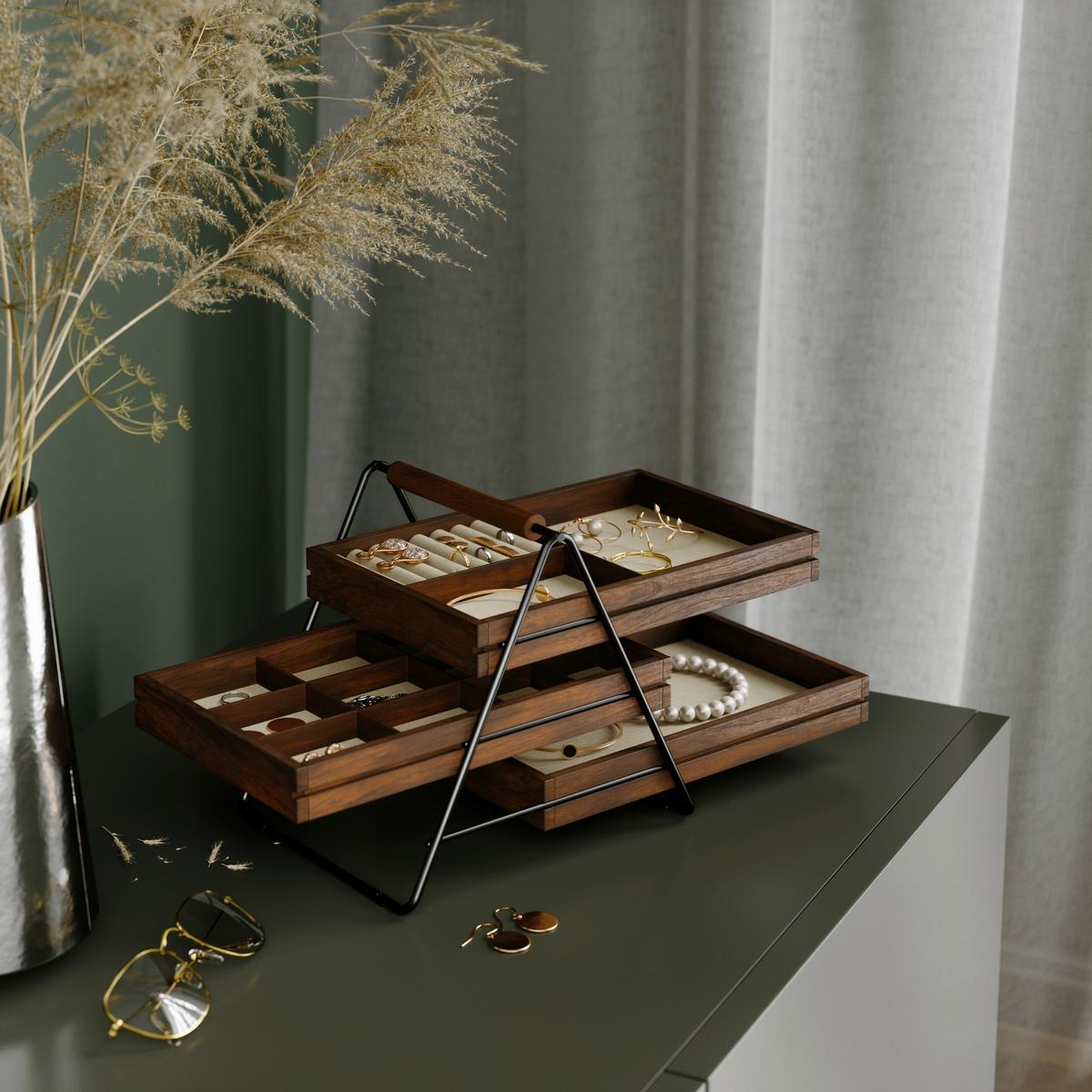 ORGANIZÉR NA ŠPERKY LEVELS - černá/barvy vlašských ořechů, Basics (18/20/28cm) - Umbra