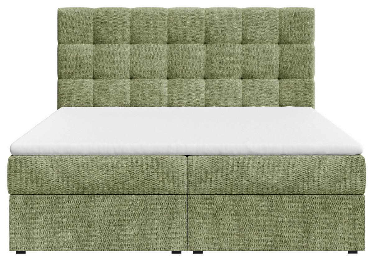 Boxbett Oslo mit Topper 140x200 - Dunkelgrün/Schwarz, MODERN, Holz/Kunststoff (140/200cm) - Livetastic