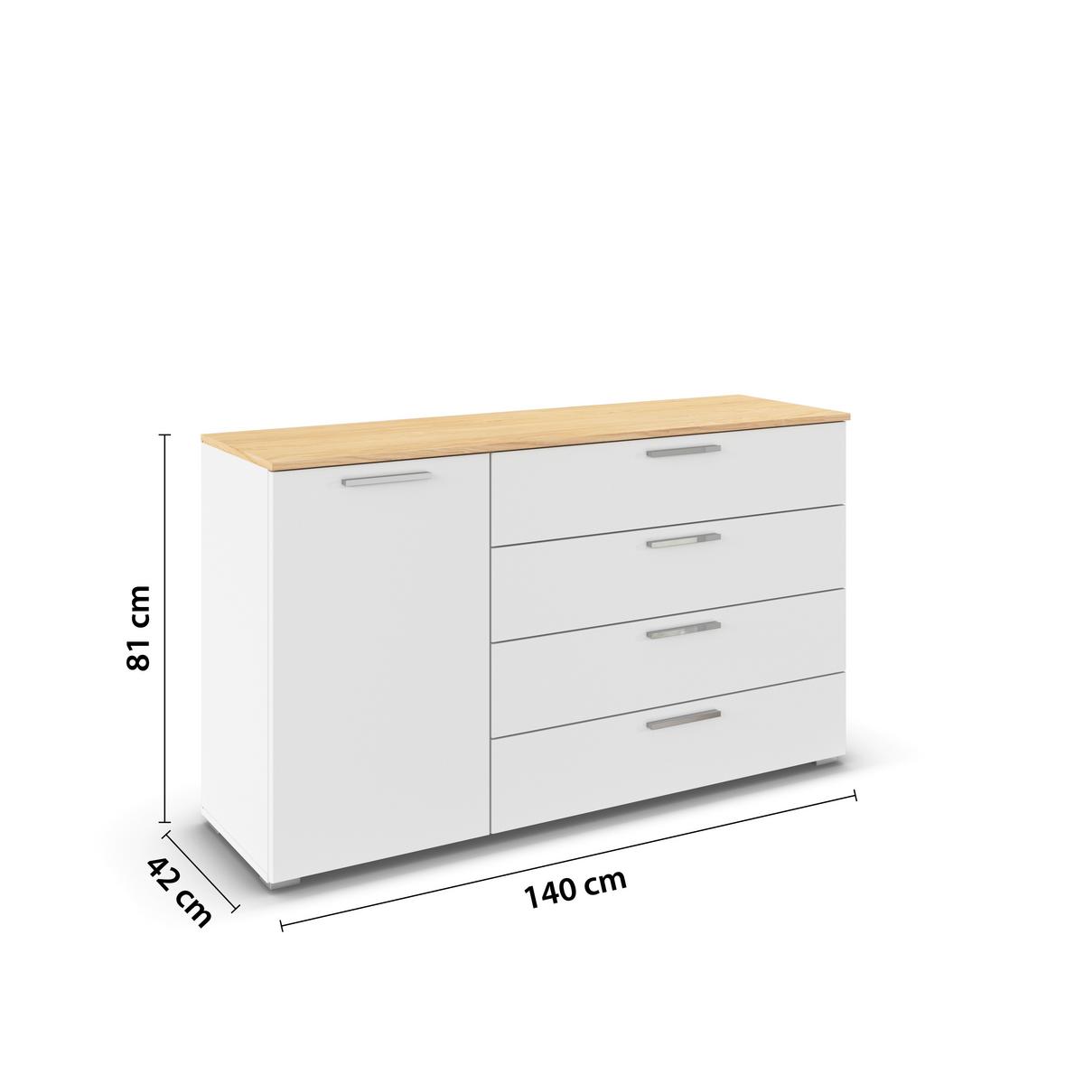 Kommode Calisto - Eichefarben/Weiß, KONVENTIONELL, Holzwerkstoff (140/81/42cm) - James Wood