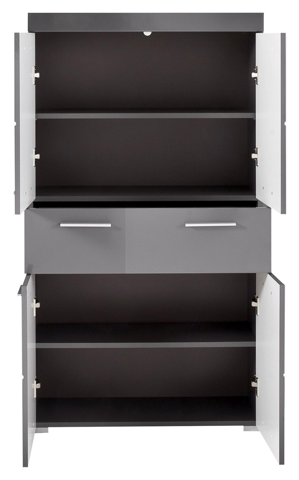 Midischrank Amanda B: 73 cm Grau - Silberfarben/Grau, MODERN, Holzwerkstoff (73/130/31cm) - MID.YOU