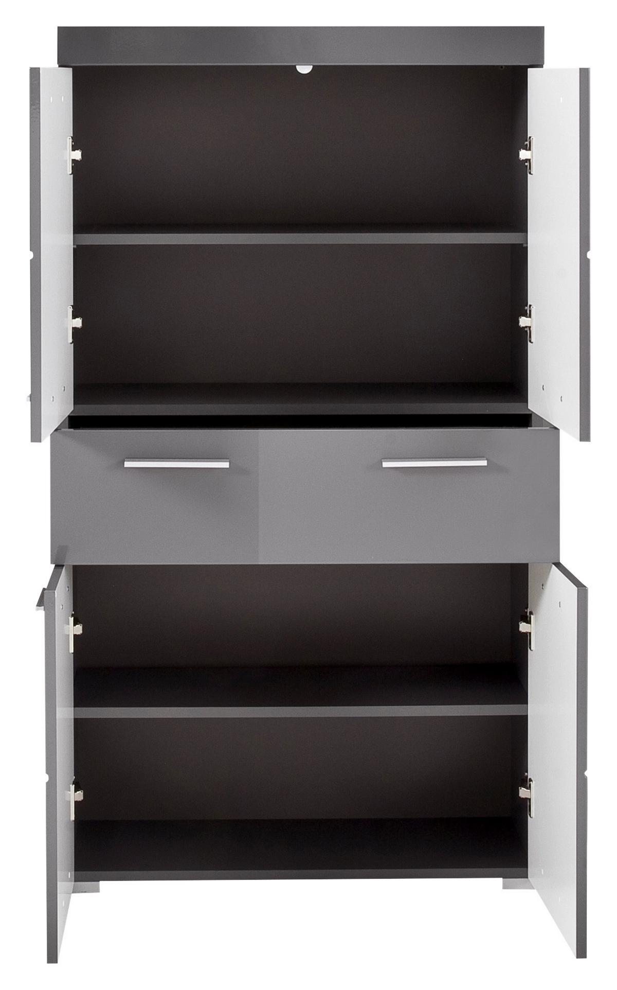 Midischrank Amanda B: 73 cm Grau - Silberfarben/Grau, MODERN, Holzwerkstoff (73/130/31cm) - MID.YOU