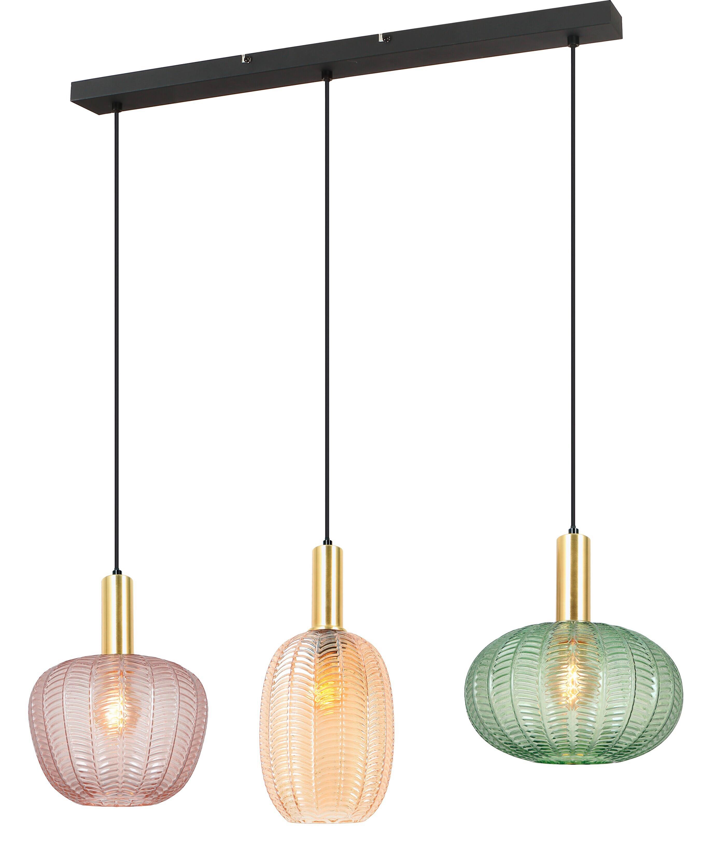 Hängeleuchte Bunti - Pink/Goldfarben, MODERN, Glas/Metall (98.5/26/120cm)