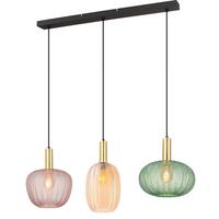 Hängeleuchte Bunti - Pink/Goldfarben, MODERN, Glas/Metall (98.5/26/120cm)