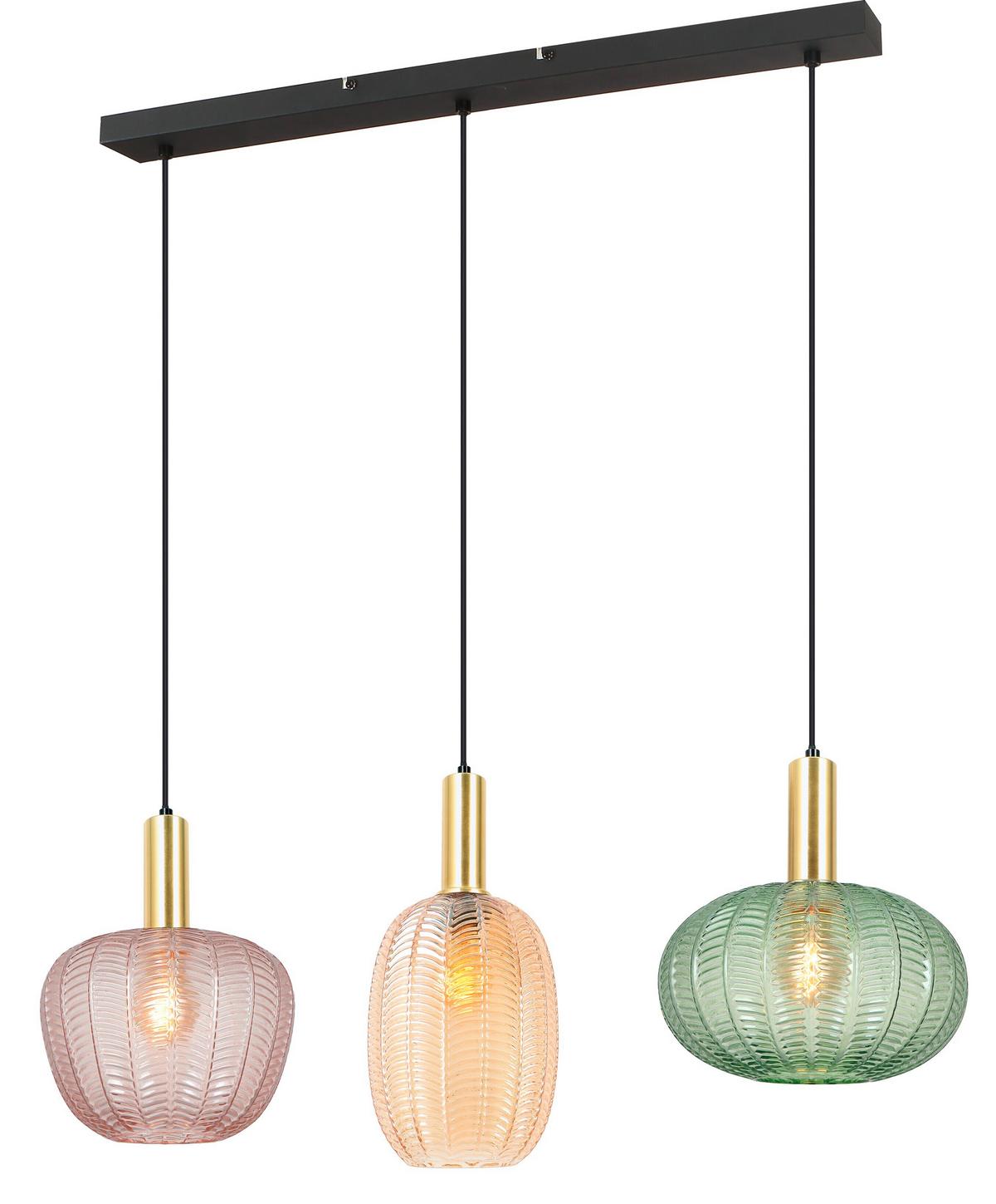 Hängeleuchte Bunti - Pink/Goldfarben, MODERN, Glas/Metall (98.5/26/120cm)