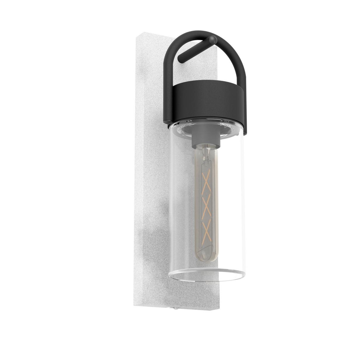 Außenwandleuchte Carraro 60w Metall Glas, Wandmontage - Klar/Schwarz, KONVENTIONELL, Glas/Metall (13/11,5/38cm) - Eglo