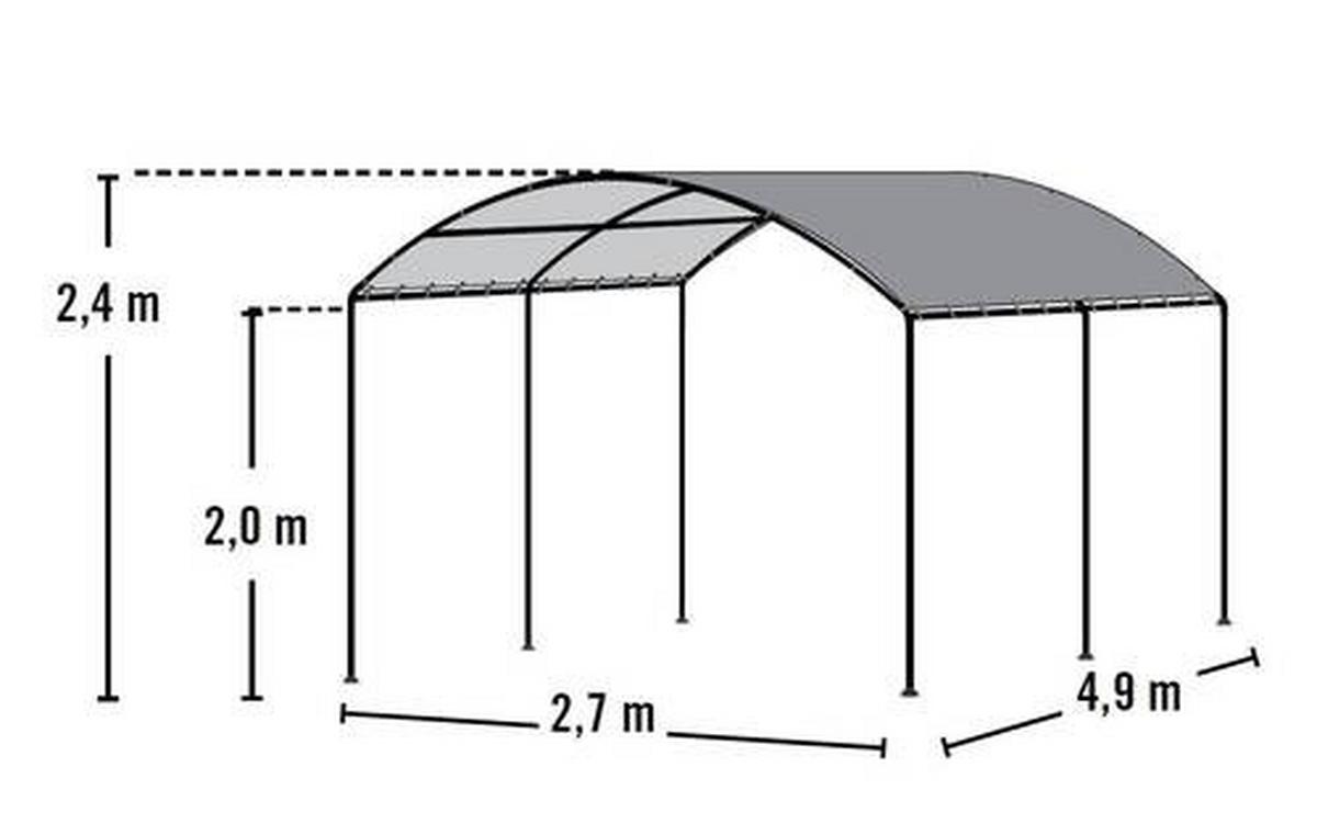 Carport Unterstand Sand Schwarz/beige, 270 Cm - Beige/Schwarz, Basics, Kunststoff/Metall (270/240/490cm)