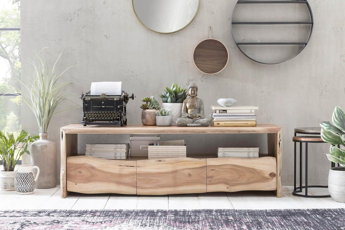 Lowboard Akazie B: 146cm - Naturfarben, Design, Holz (146/46/50cm) - MID.YOU