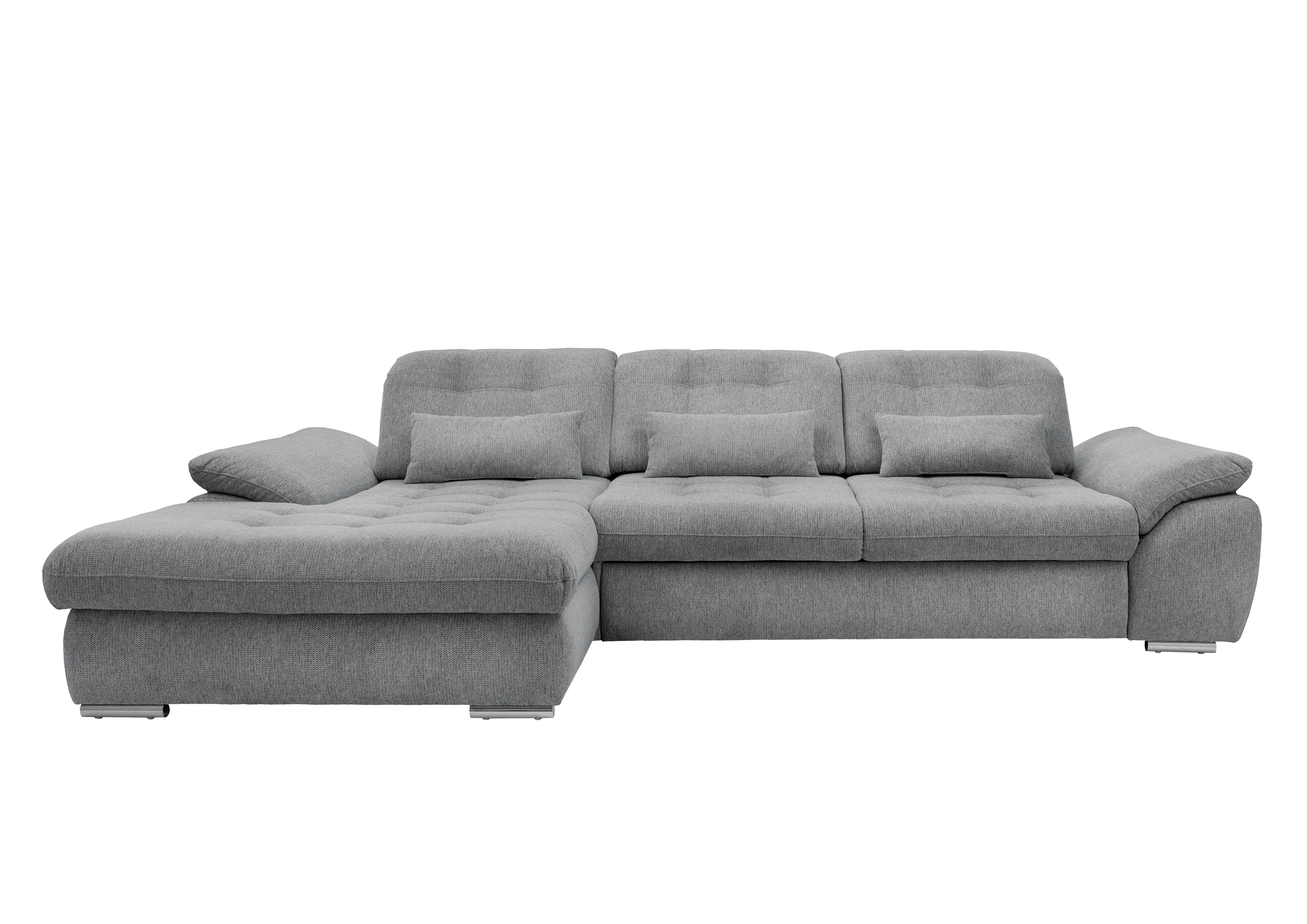 Ecksofa Mit Bettkasten Rigatti Silberfarben 184x314cm - Chromfarben/Anthrazit, MODERN, Textil (184/314cm) - Livetastic