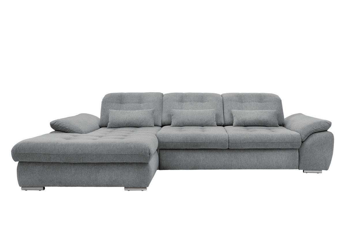 Ecksofa mit Bettkasten Rigatti Silberfarben 184x314cm - Chromfarben/Anthrazit, MODERN, Textil (184/314cm) - Livetastic