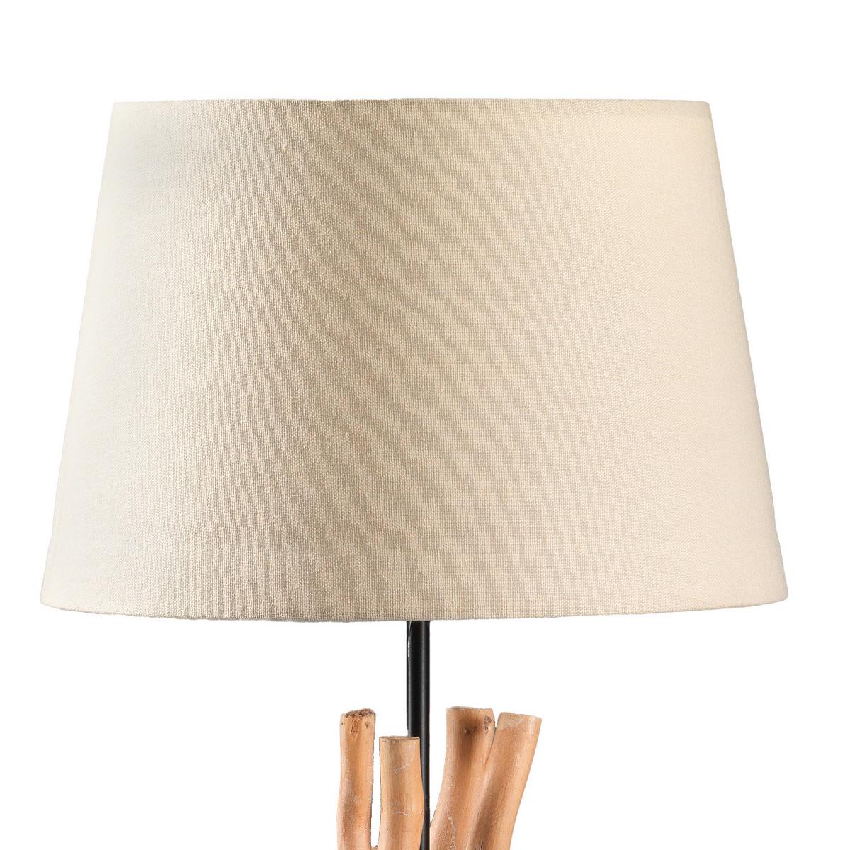 Tischleuchte 4899/lg - Weiß/Akaziefarben, Natur, Holz/Textil (30/30/60cm)