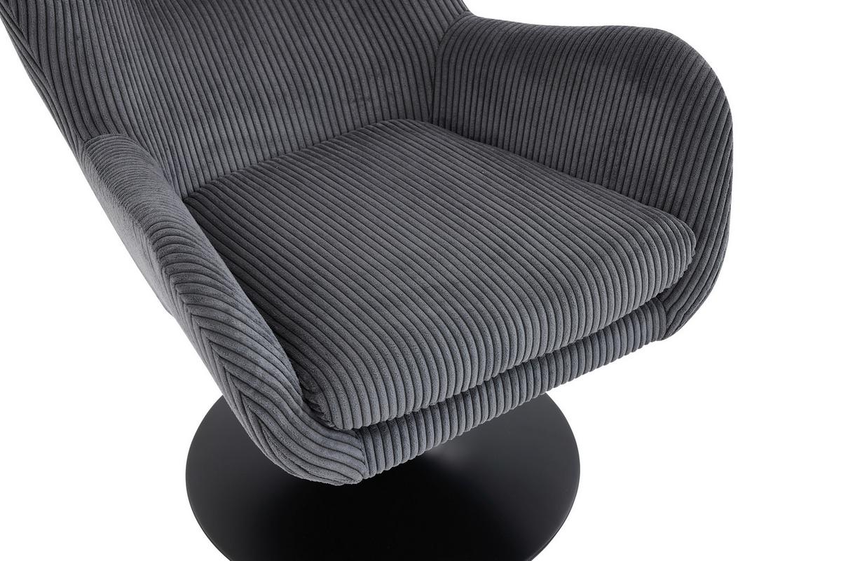 Otočné křeslo SHIBA, tmavě šedý manšestr - šedá/černá, Moderní, kov/textil (76/99/87cm) - Mömax
