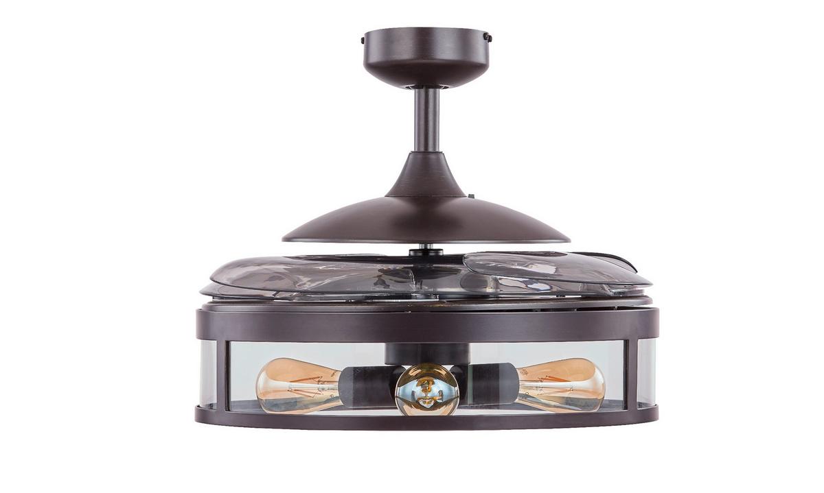 Deckenventilator Fanaway Schwarz 4 Flügel, LED-Leuchte - Transparent/Schwarz, Basics, Kunststoff/Metall (122/41cm) - P & B