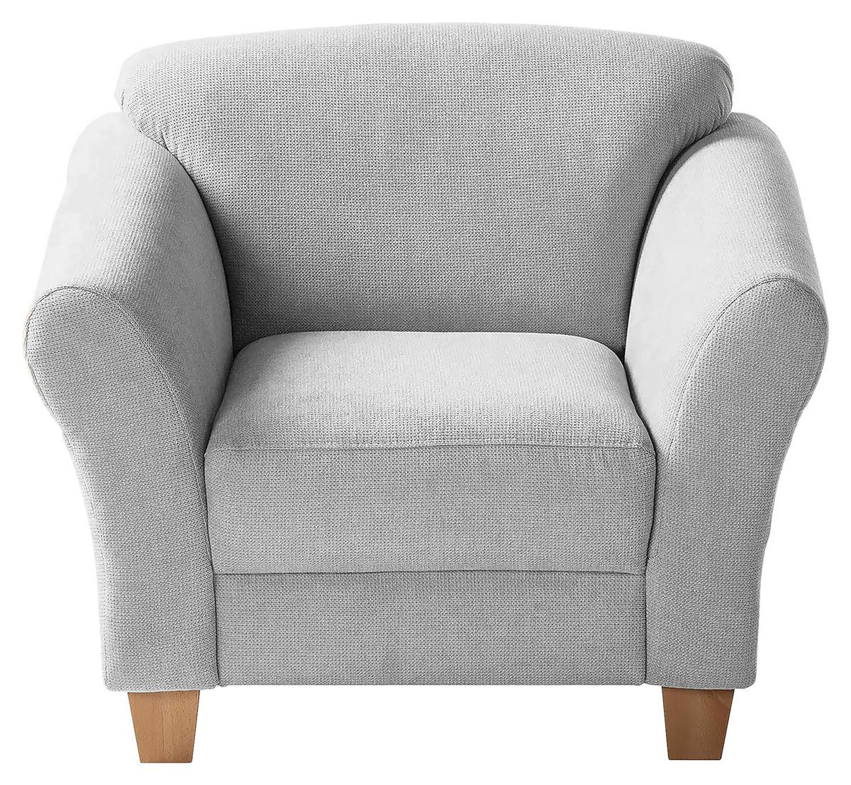 Sessel Gotland silberfarben Rücken echt, 101x84x89 cm - Silberfarben/Naturfarben, KONVENTIONELL, Textil (101/84/89cm) - Sit & More