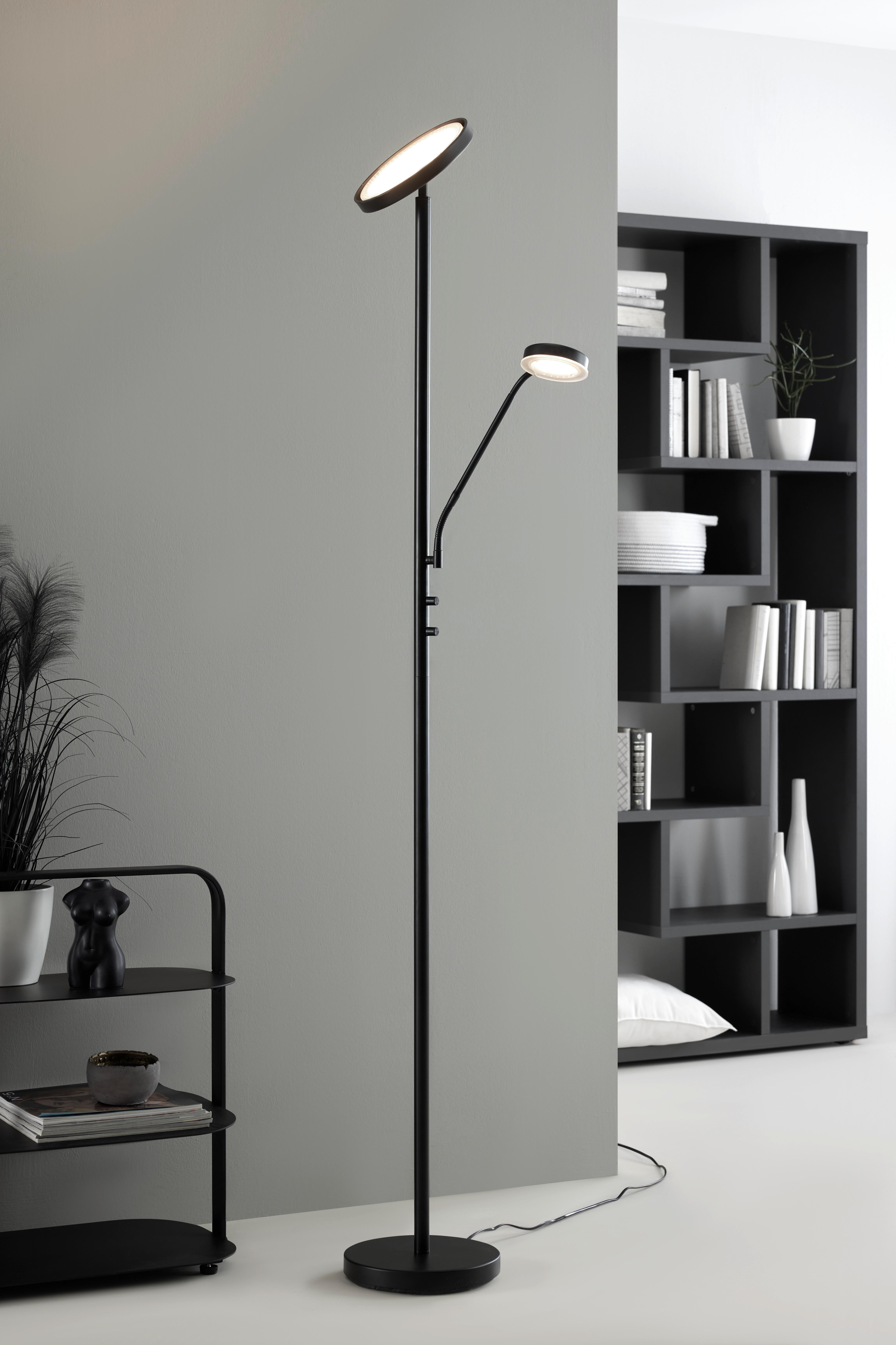 Stojacia Led Lampa Minn, 26/180cm - čierna/biela, Moderný, kov/plast (26/180cm) - Modern Living