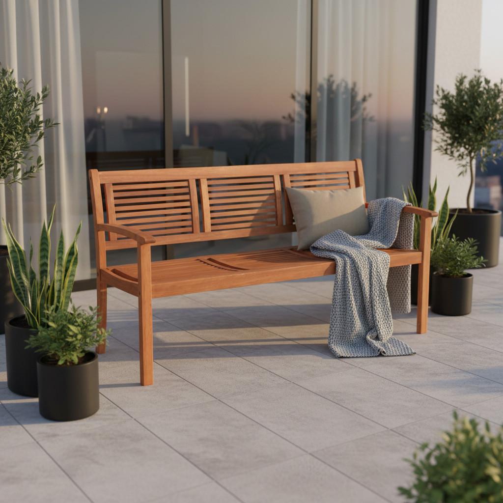 Gartenbank Echtholz 3-sitzer Cordoba Mit Rückenlehne - Naturfarben, Basics, Holz (160/90/58cm) - Gardenson