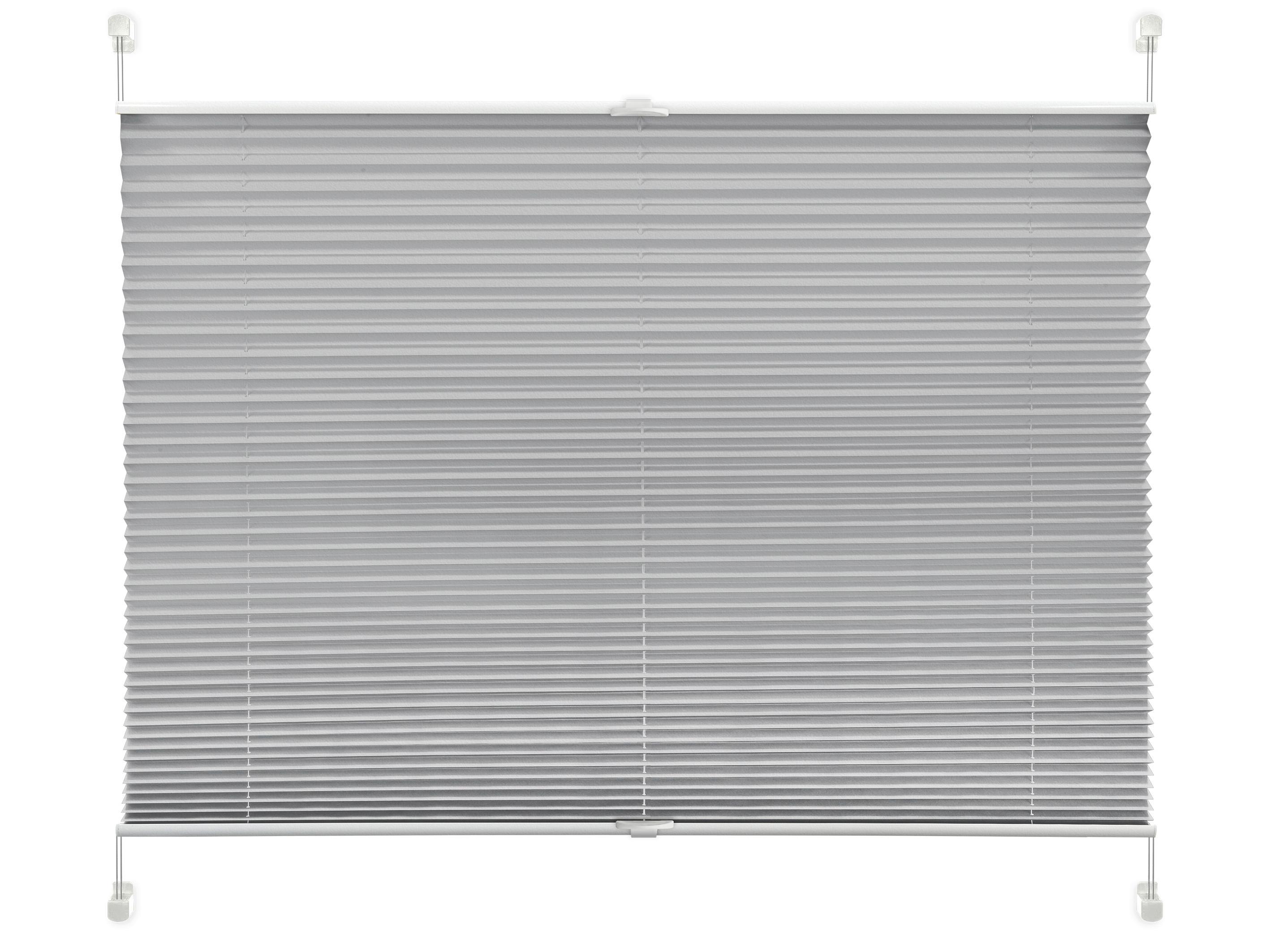 Plissee Solid Crash Weiß B: 105 Cm, Ohne Bohren/verspannt - Silberfarben, Basics, Kunststoff/Textil (105/130cm)