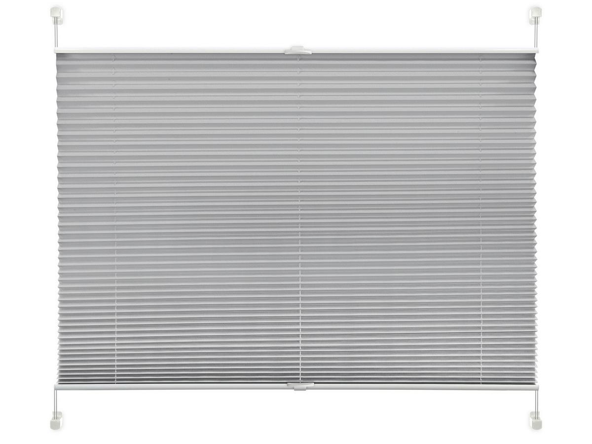 Plissee Solid Crash Weiß B: 105 Cm, Ohne Bohren/verspannt - Silberfarben, Basics, Kunststoff/Textil (105/130cm)