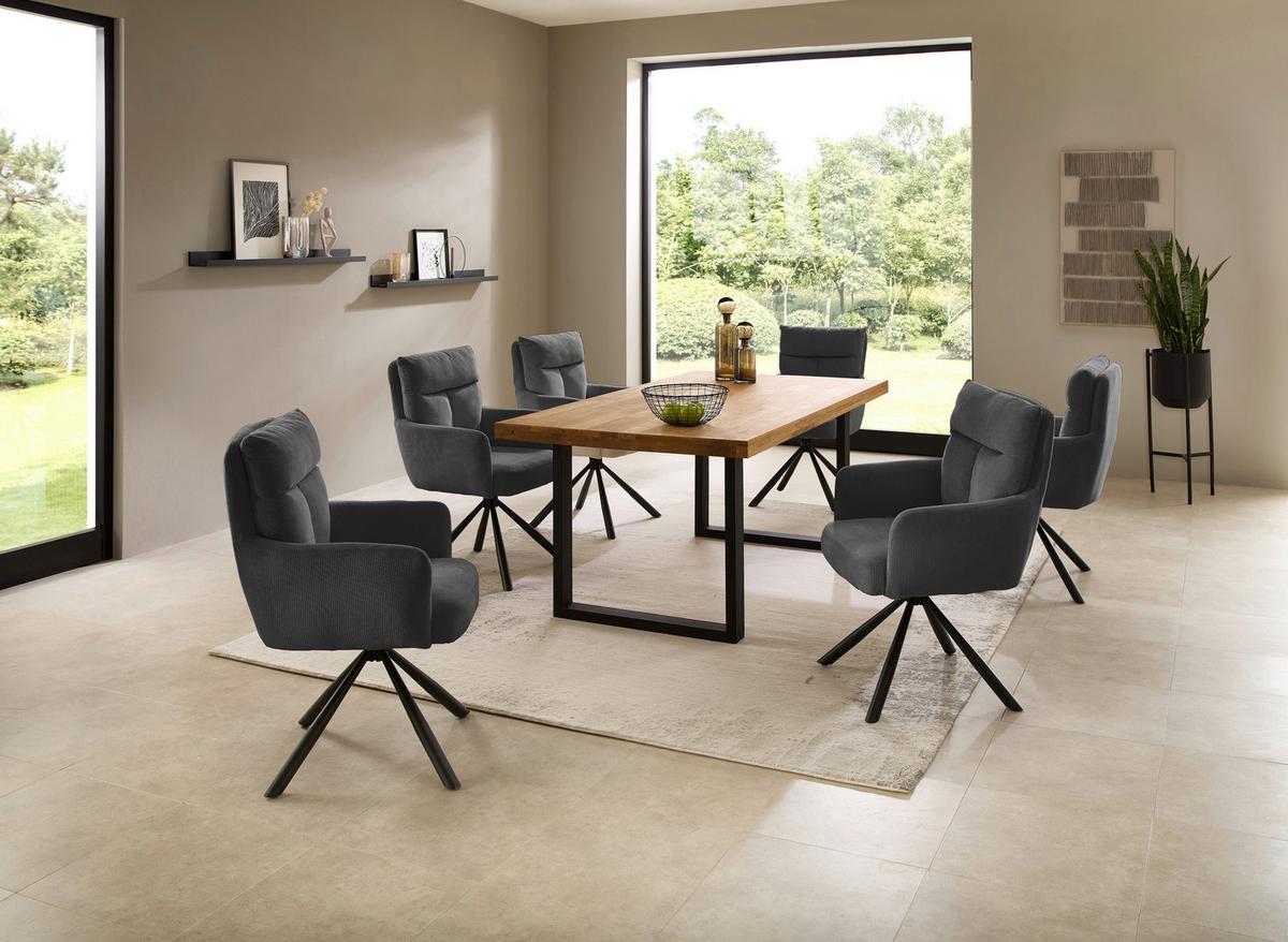 Esstisch Chris U 180x76x100 cm Eiche/Schwarz - Eichefarben/Schwarz, MODERN, Holz/Metall (180/100/76cm) - Livetastic