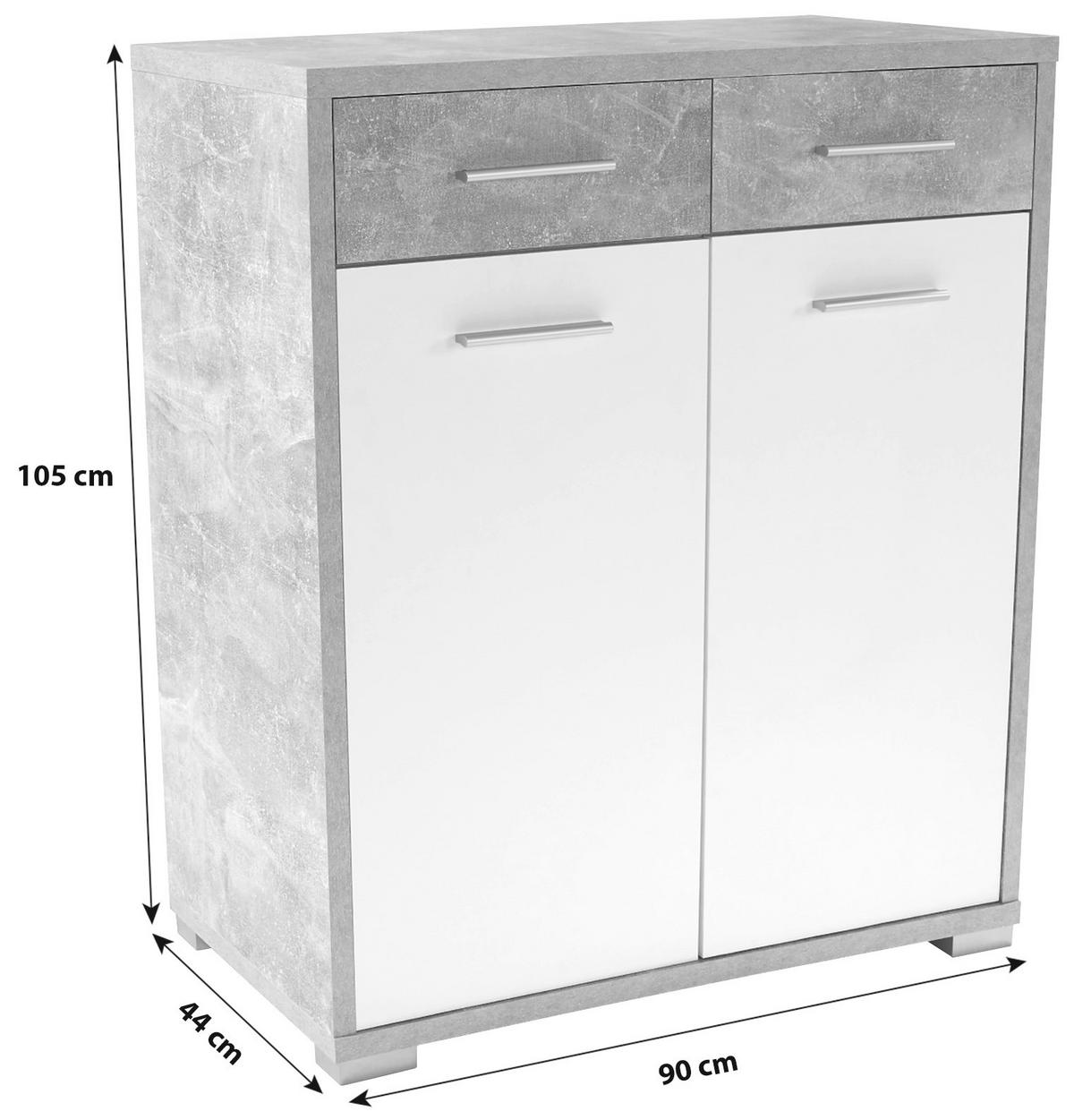 KOMODA Q-BIG QBK02 - biela/farba duba, Modern, drevo (98/105/44cm)