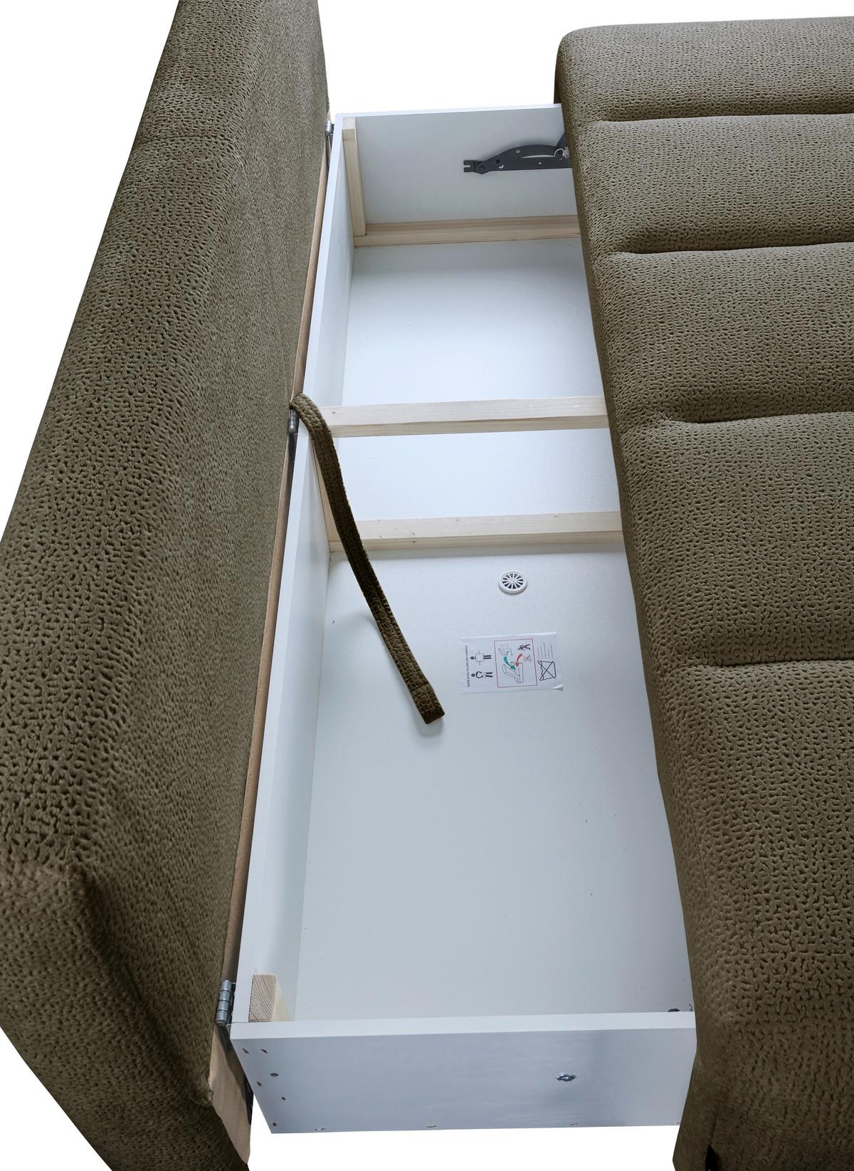 Schlafsofa Milo, Olivgrün B: 209 Cm - Creme/Schwarz, Design, Holz/Holzwerkstoff (209/100/103cm) - MID.YOU