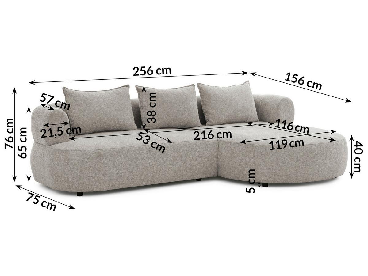 Ecksofa Ferro Hellgrau S: 256x156 cm - Hellgrau/Schwarz, Design, Textil (256/156cm) - Livetastic