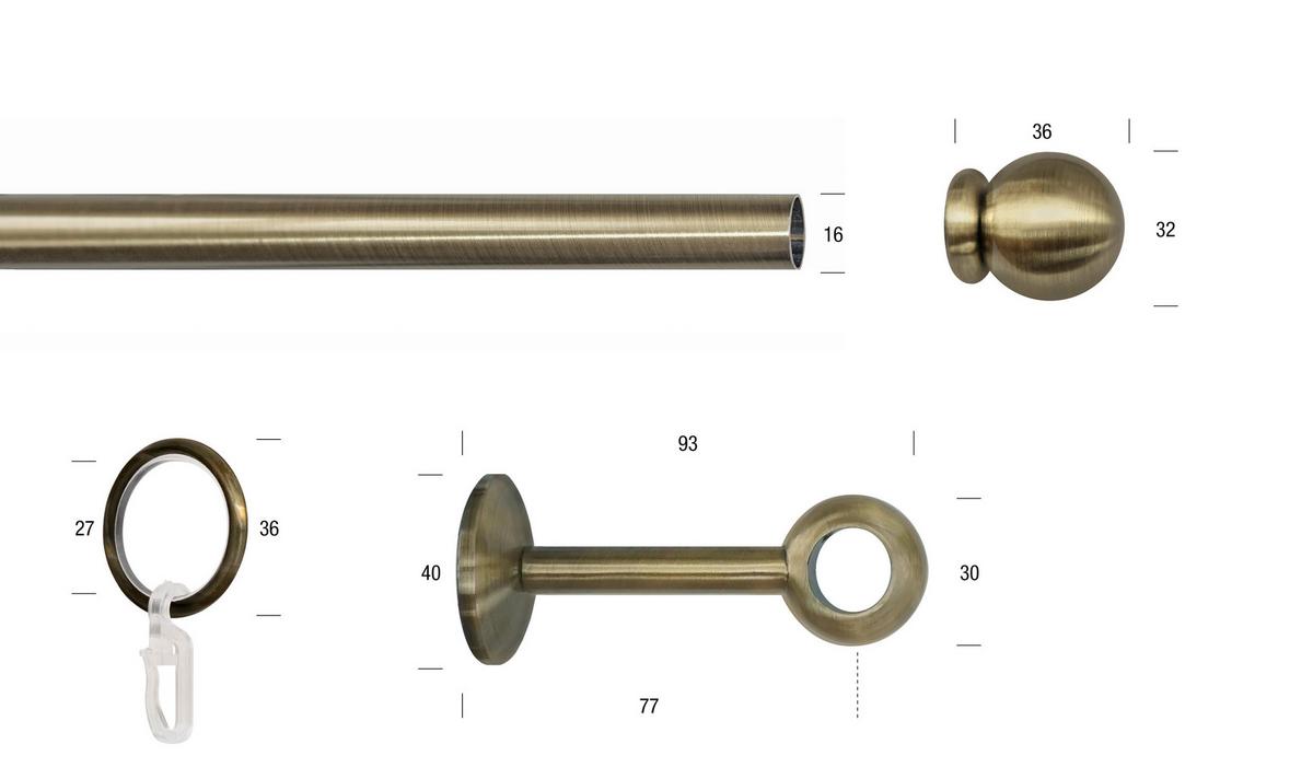 Vorhangstange Messingfarben L: 400 cm - Messingfarben, KONVENTIONELL, Metall (400cm)
