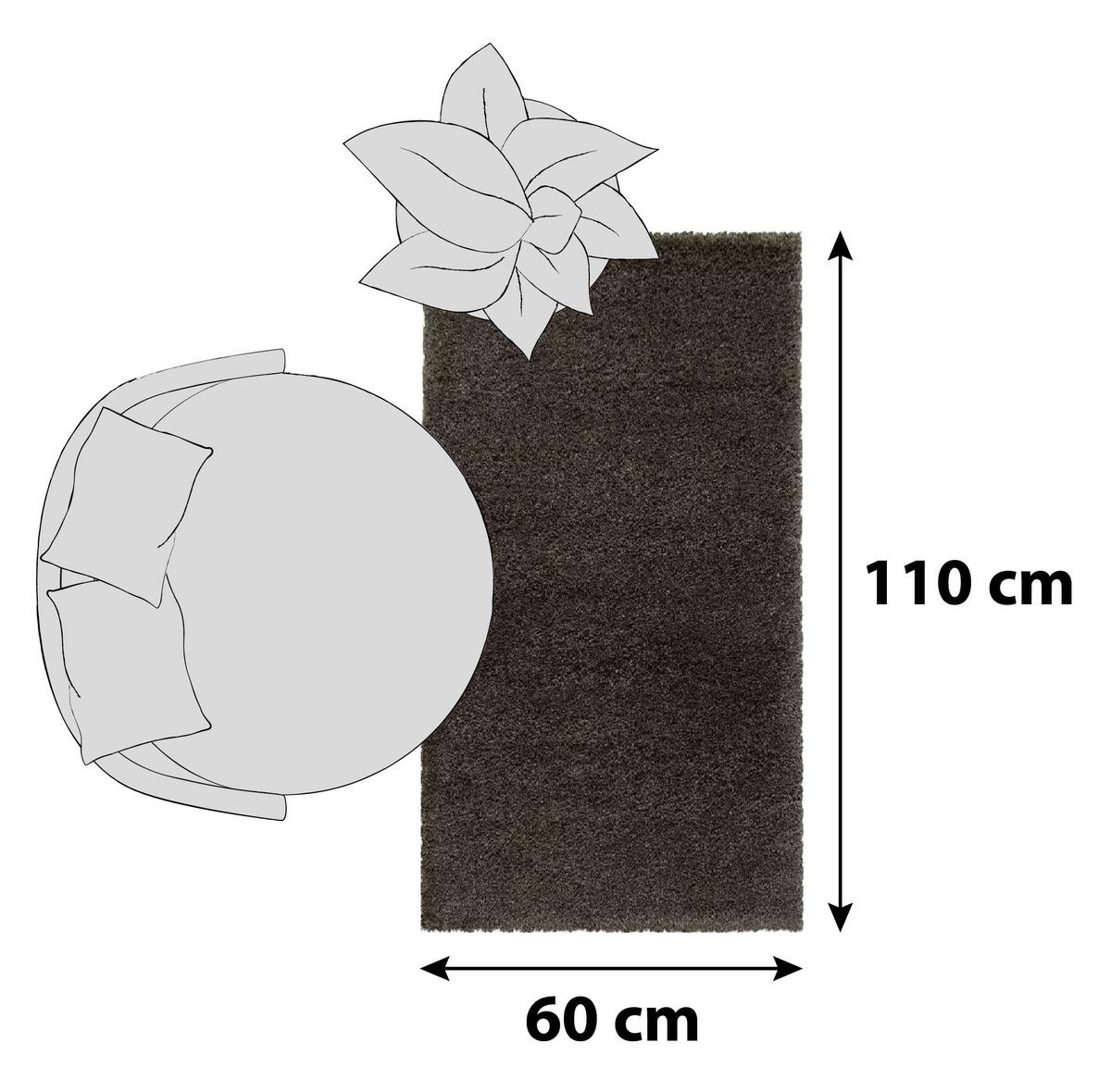 Hochflor Teppich Braun Naturfaser Fluffy 60x110 cm - Braun, Basics, Textil (60/110cm)