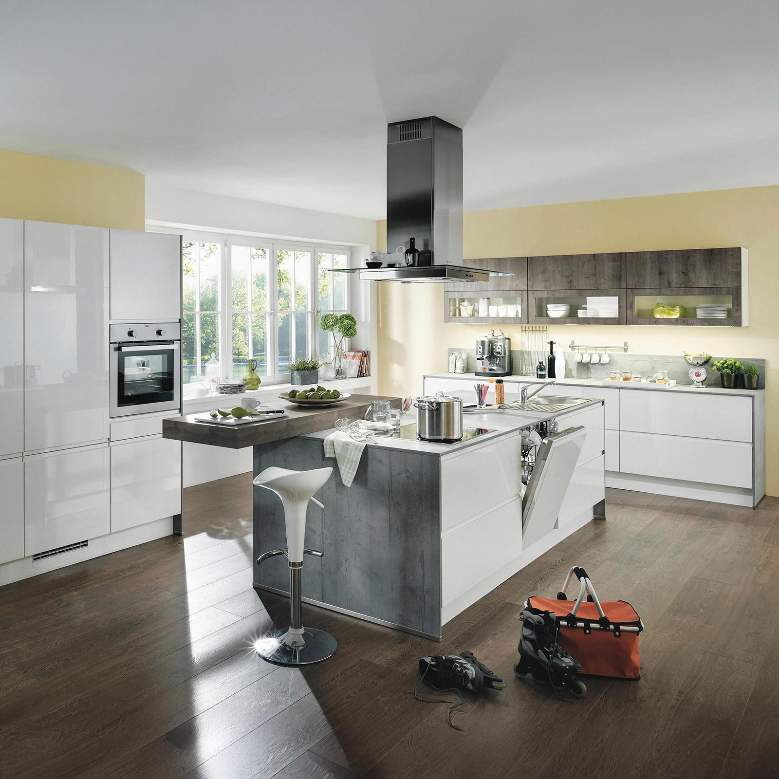 Einbauküche Panama Frei Planbar Modern, Grifflos - Weiß, MODERN, Holzwerkstoff - Vertico