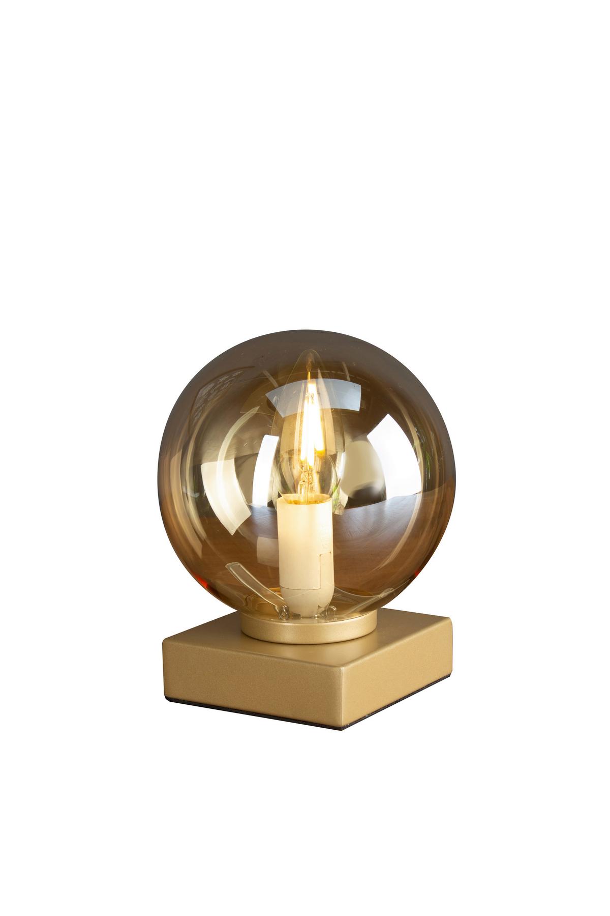 Tischleuchte 9110-L1 Go - Bernsteinfarben, Design, Glas/Metall (14/14/17,5cm)