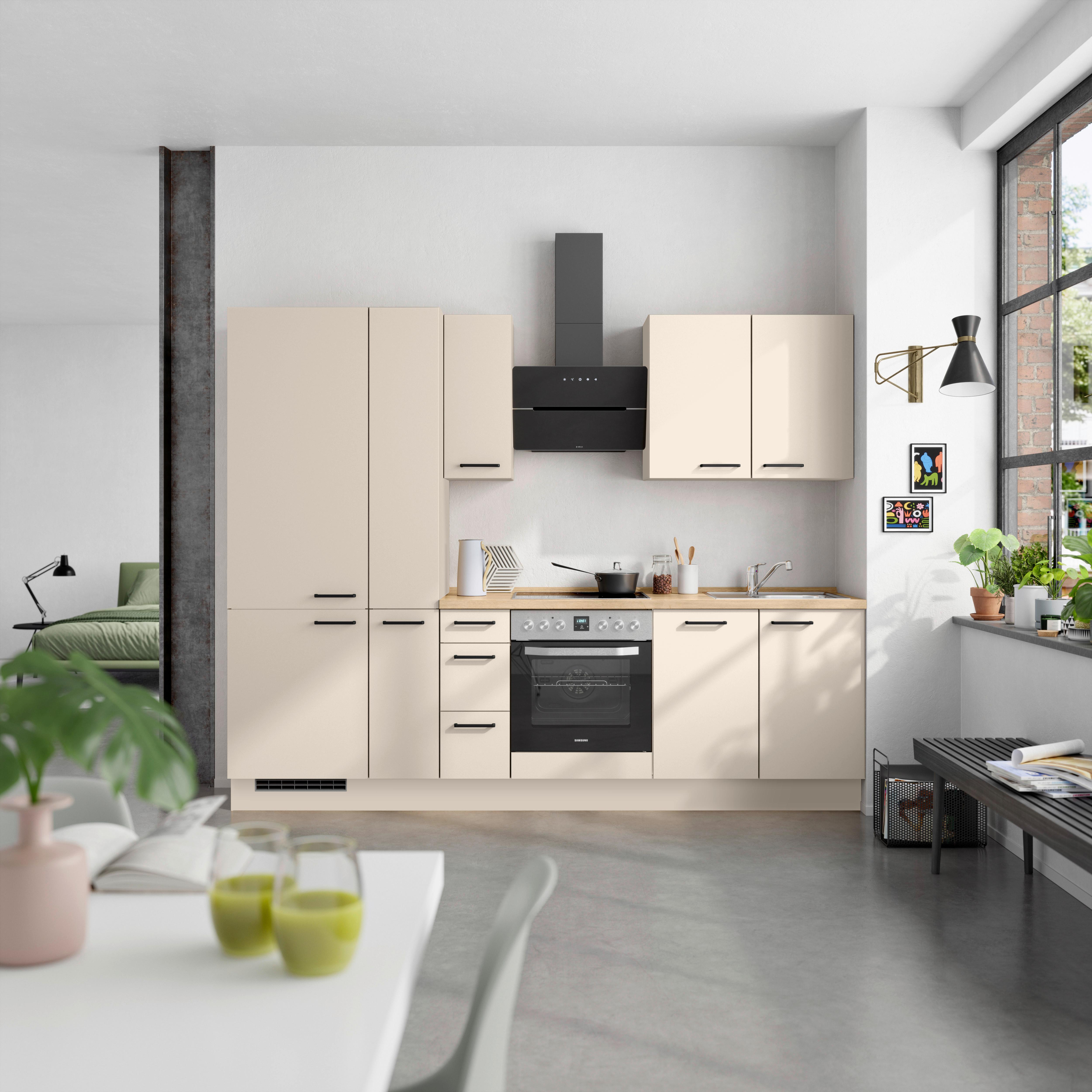 Küchenleerblock Easytouch High-Line, H3 Links - Sandfarben/Eichefarben, MODERN, Holzwerkstoff (270cm) - Nobilia