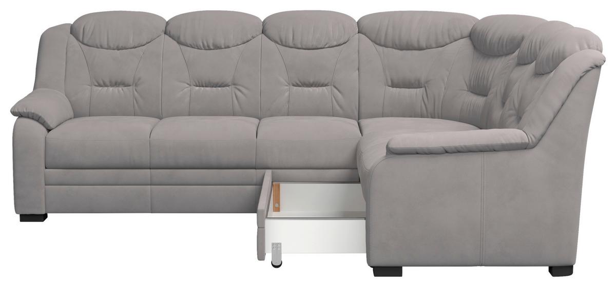 Ecksofa Marcus - Hellgrau/Schwarz, Basics, Textil (263/211cm) - MID.YOU