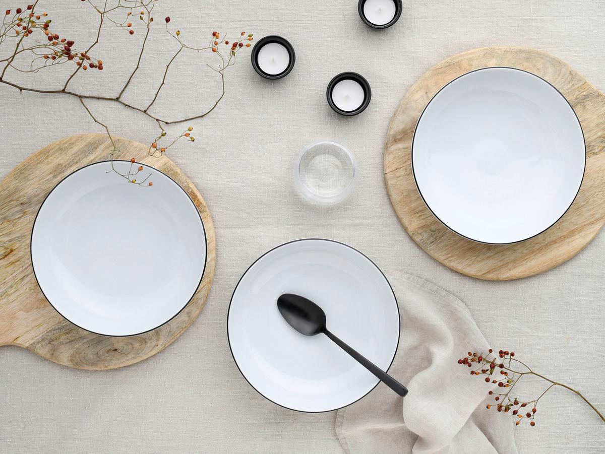Schüsselset Porzellan Schwarz Weiß - Schwarz/Weiß, Design, Keramik - Creatable